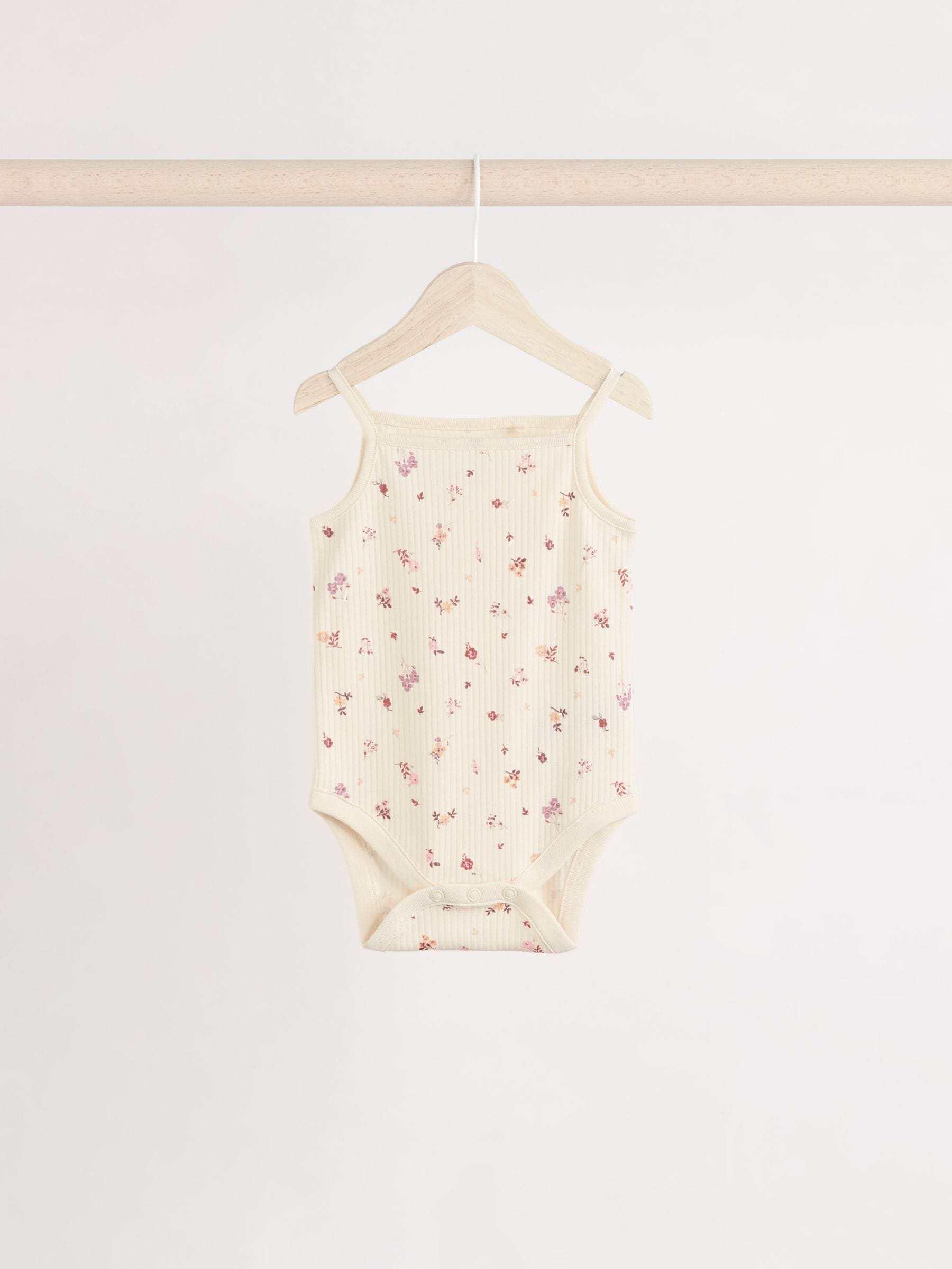 Caramel Ditsy Strappy Vest Baby 100% Cotton Bodysuits 5 Pack