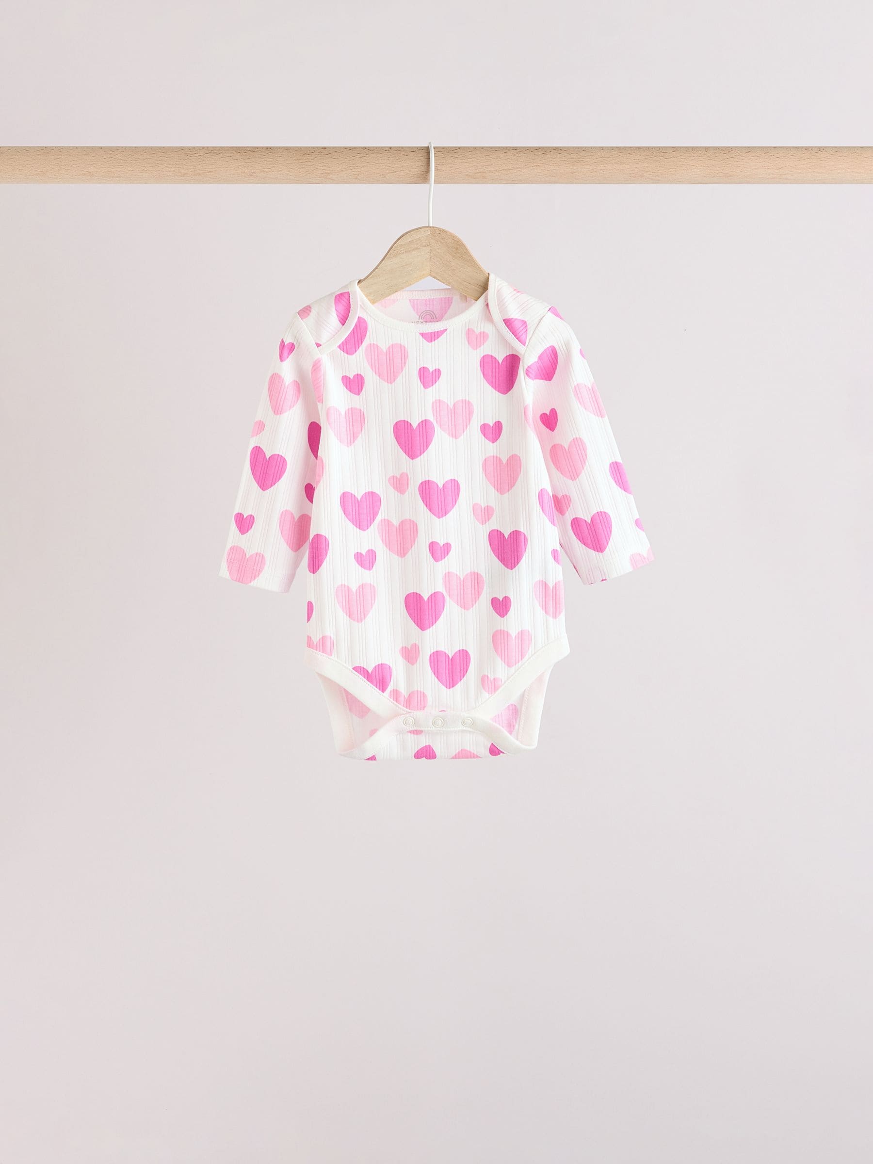 Pink Star Baby Long Sleeve 100% Cotton Bodysuit 5 Pack