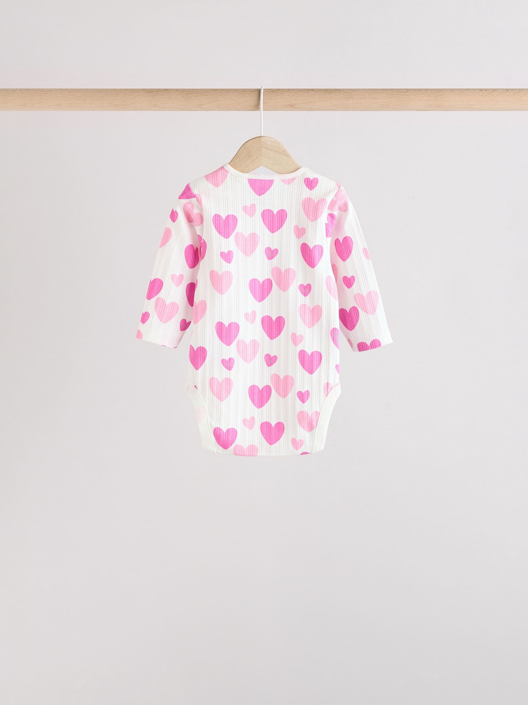 Pink Star Baby Long Sleeve 100% Cotton Bodysuit 5 Pack