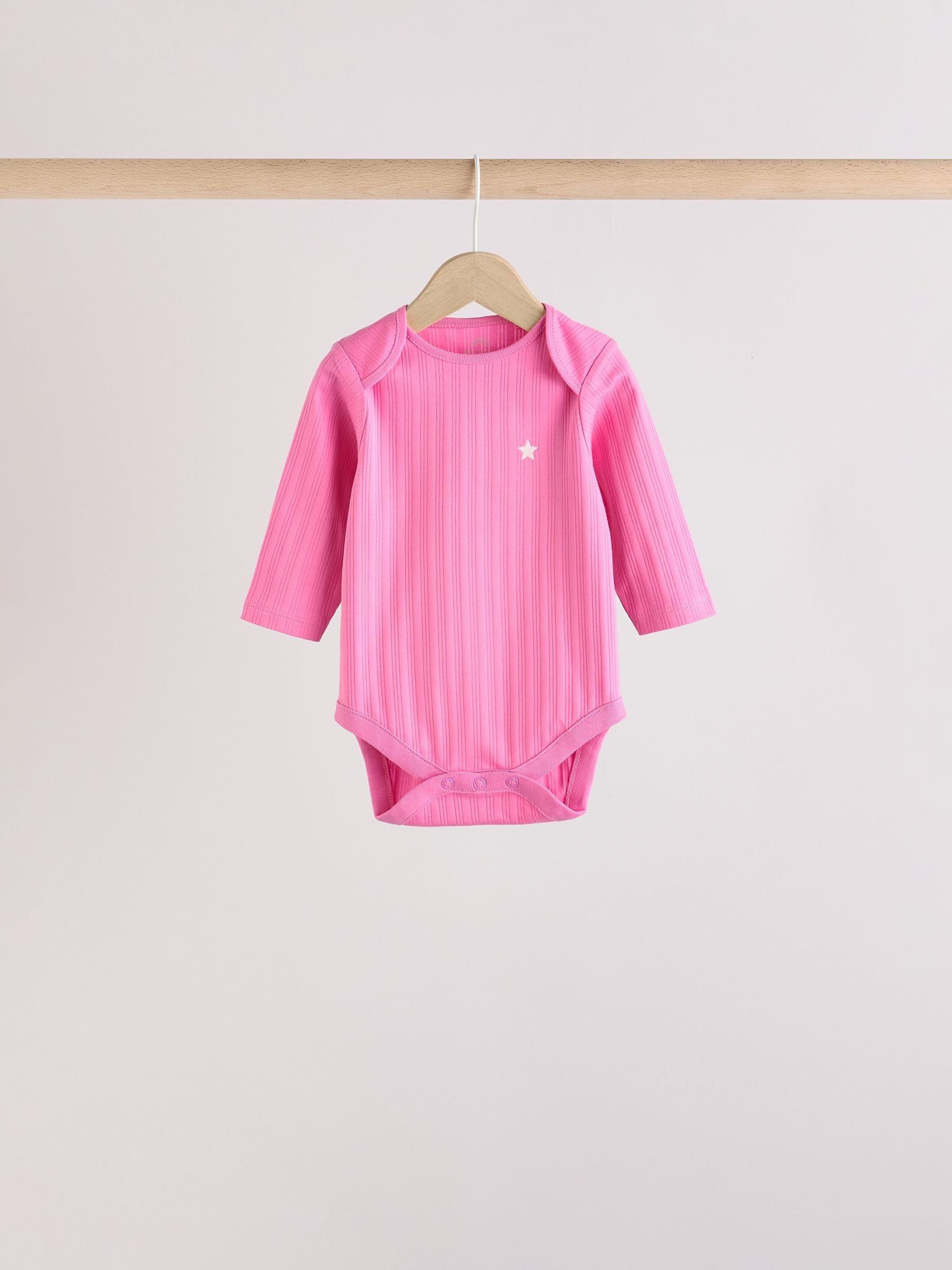 Pink Star Baby Long Sleeve 100% Cotton Bodysuit 5 Pack