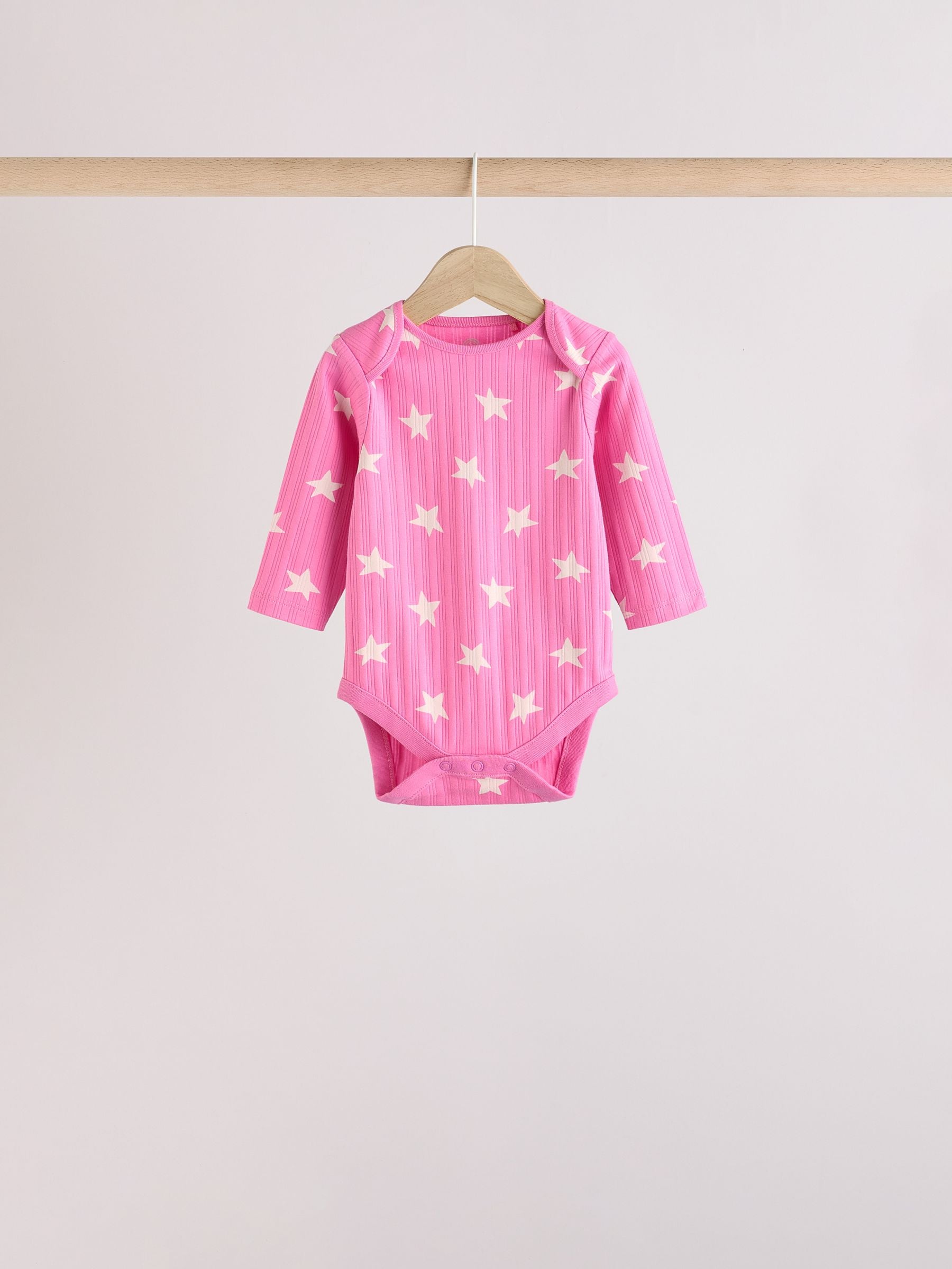 Pink Star Baby Long Sleeve 100% Cotton Bodysuit 5 Pack