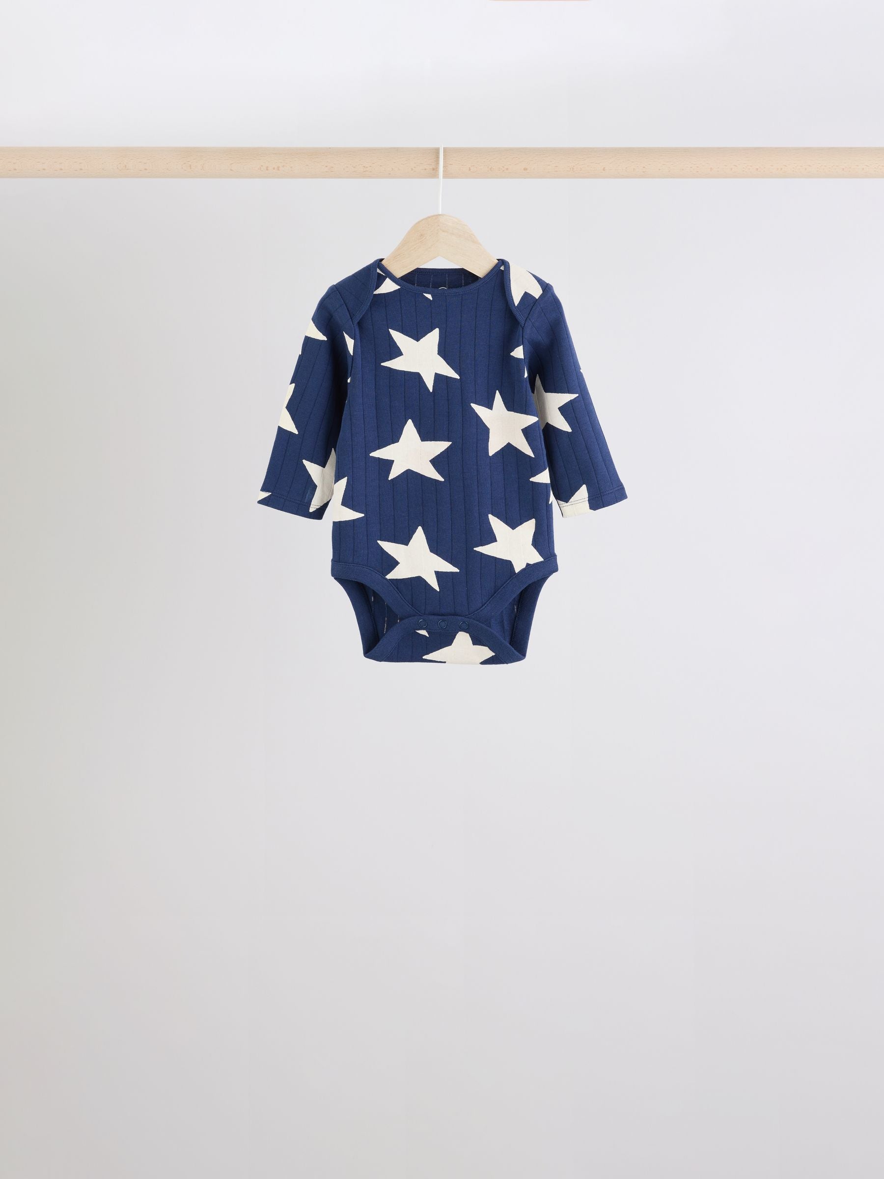 Blue Long Sleeve Baby 100% Cotton Bodysuits 5 Pack