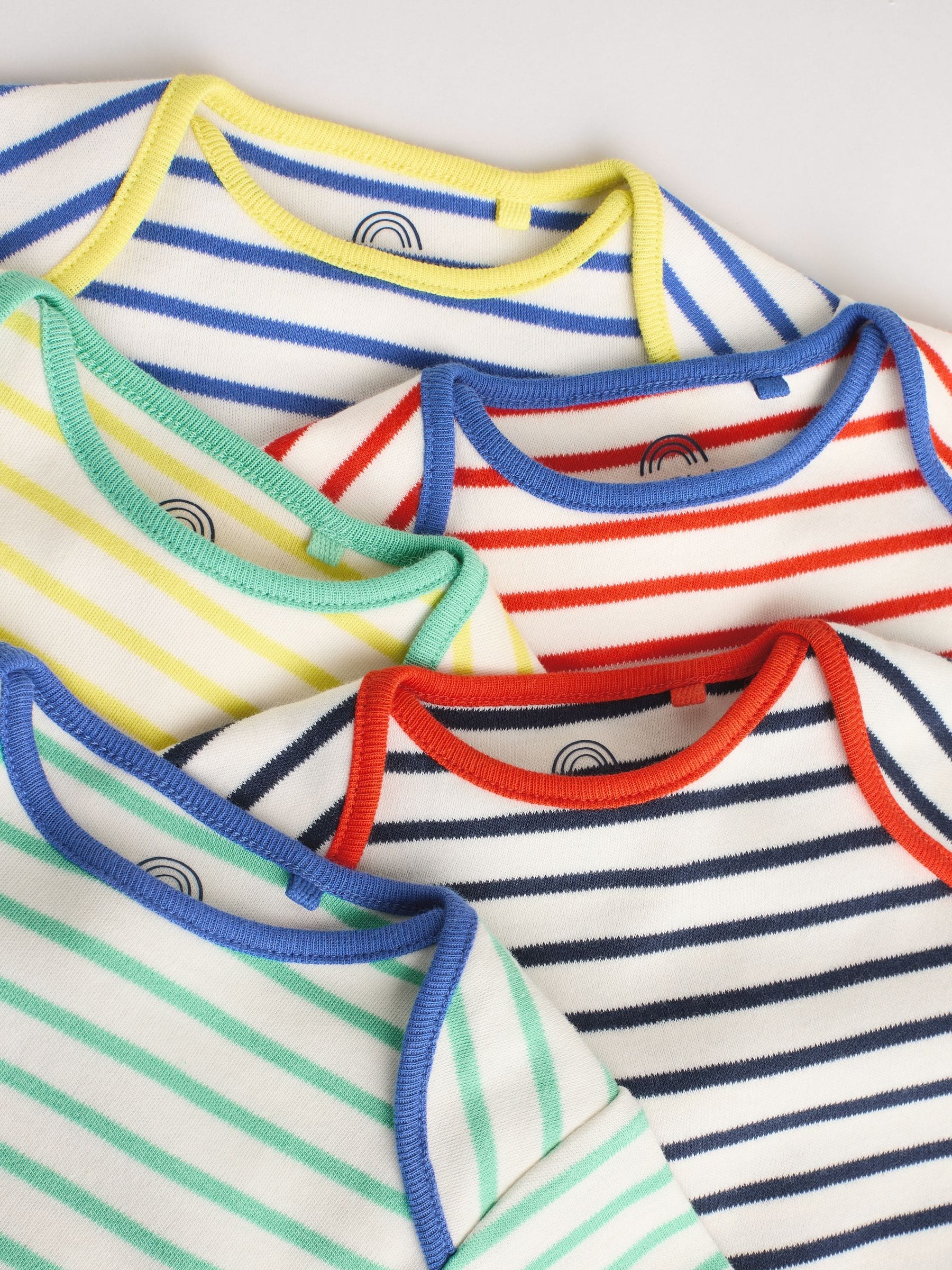 Multi Bright Stripe Short Sleeve 100% Cotton Bodysuits 5 Pack