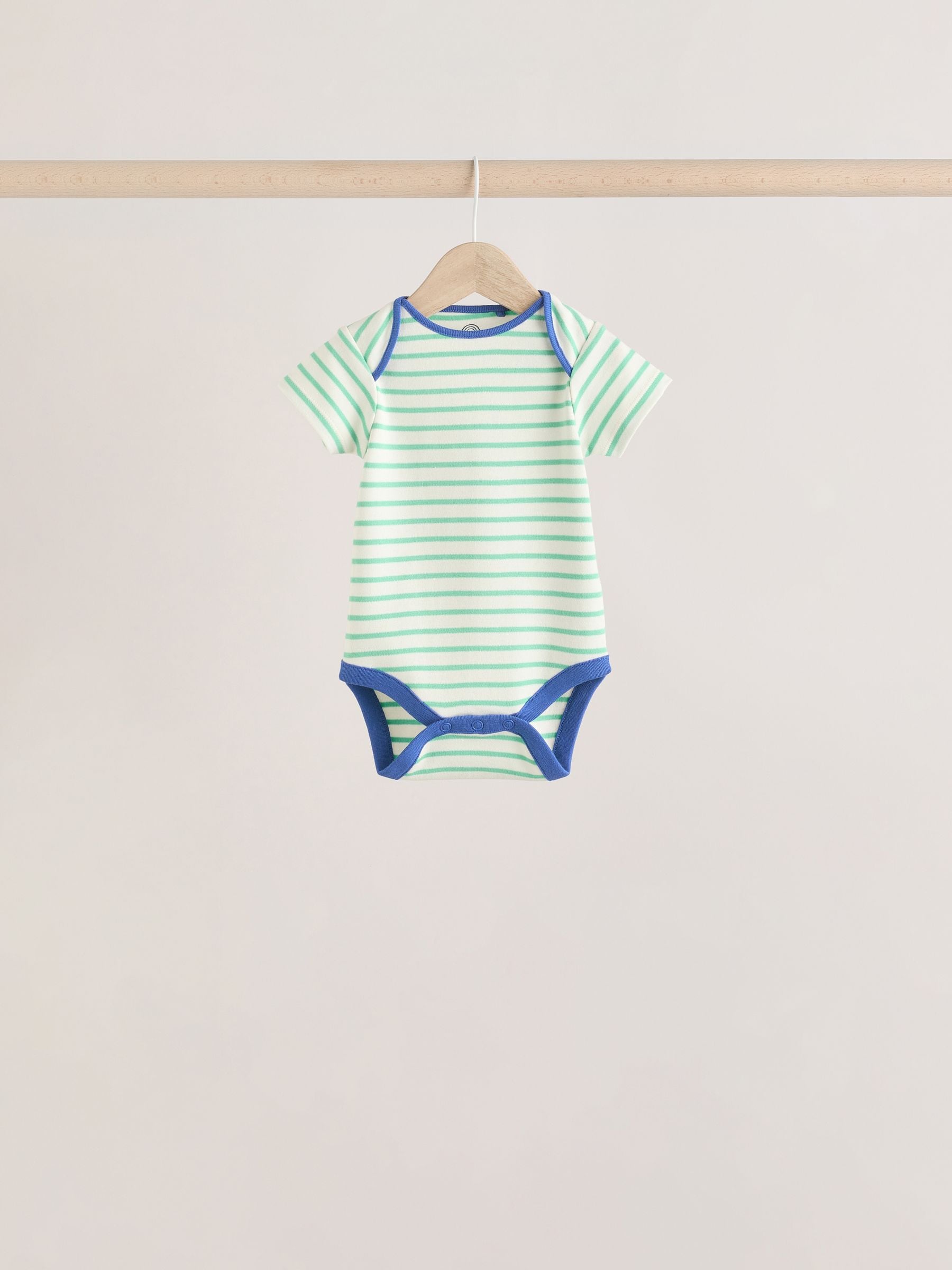 Multi Bright Stripe Short Sleeve 100% Cotton Bodysuits 5 Pack