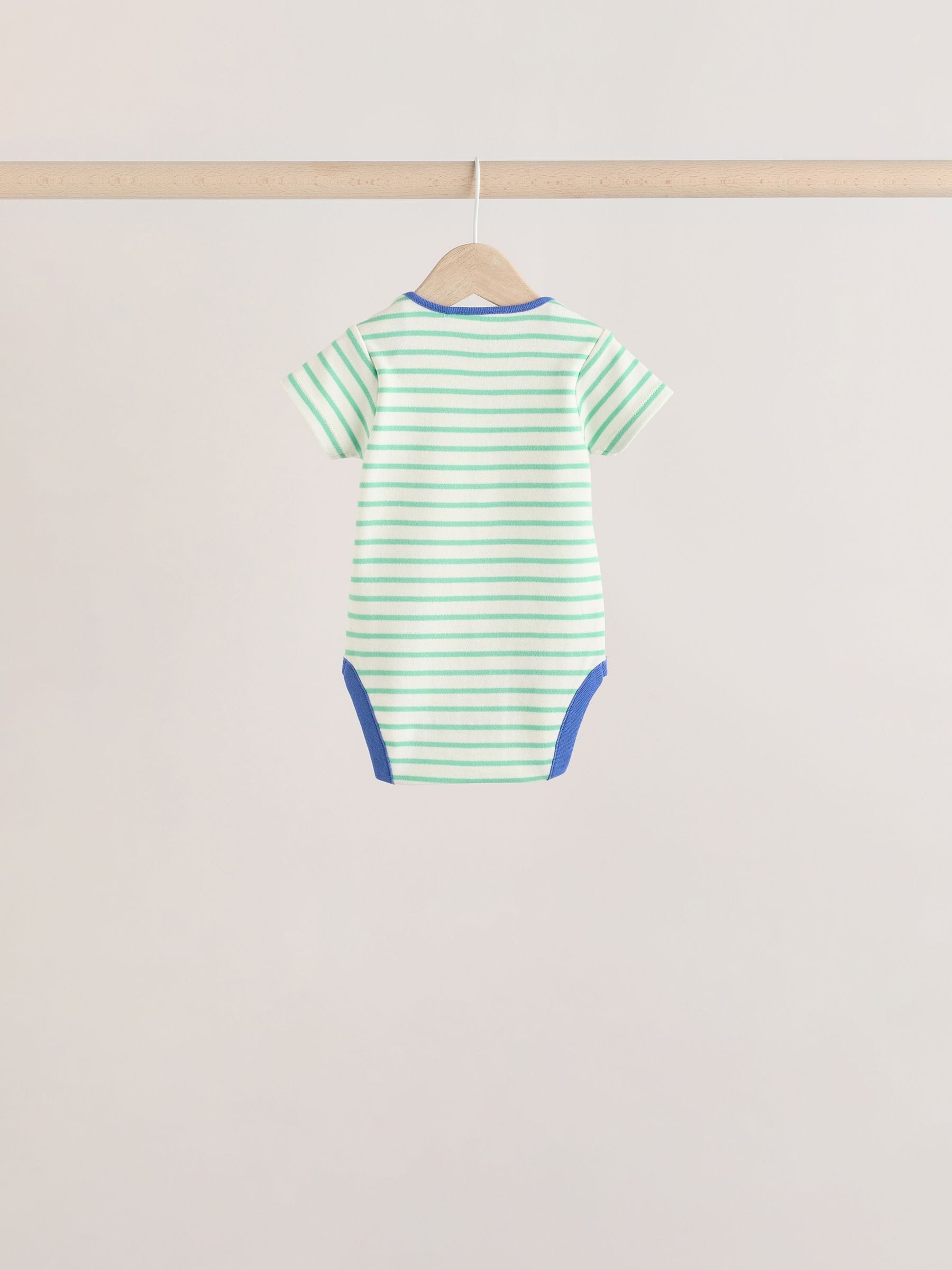 Multi Bright Stripe Short Sleeve 100% Cotton Bodysuits 5 Pack