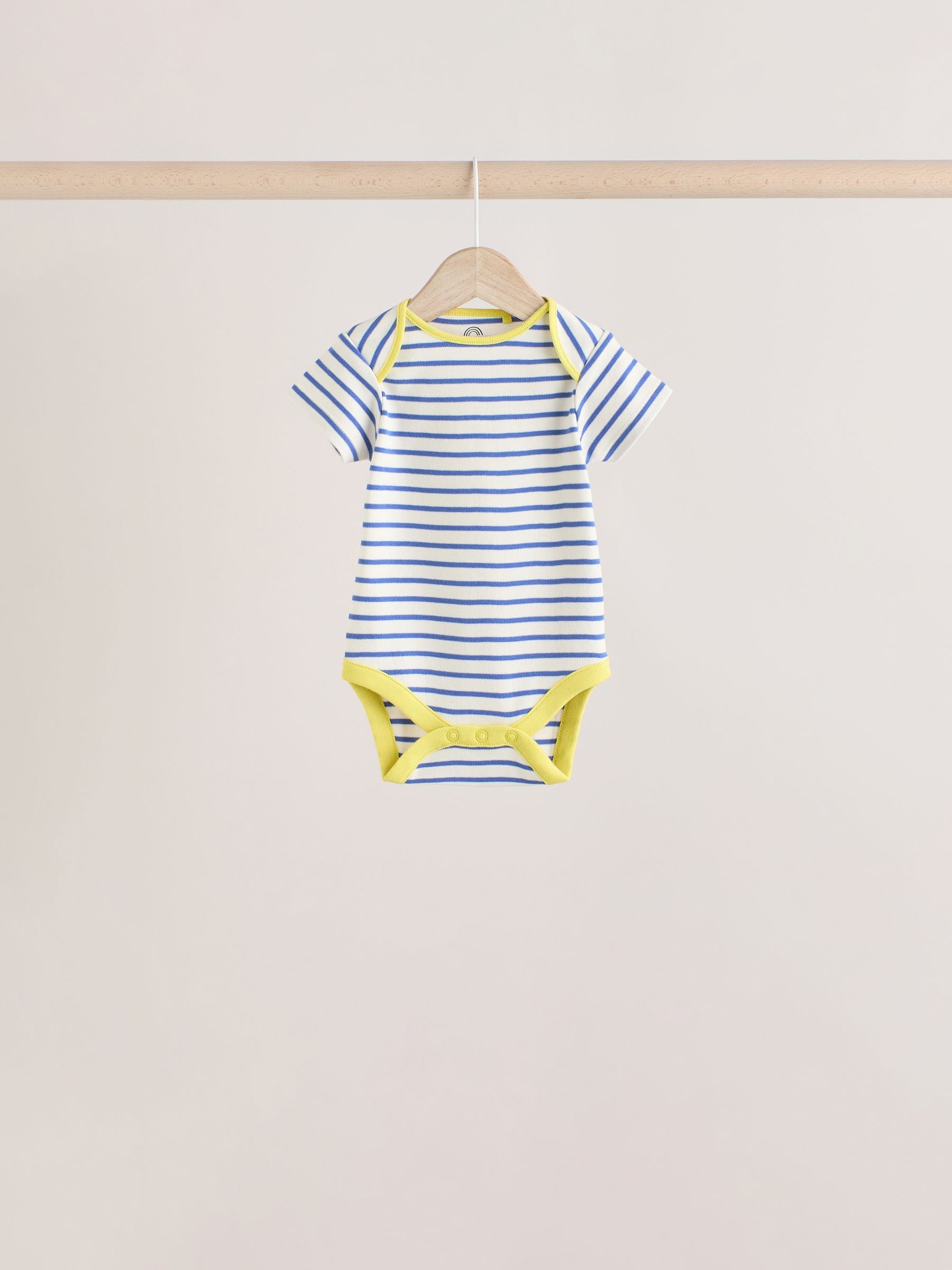 Multi Bright Stripe Short Sleeve 100% Cotton Bodysuits 5 Pack