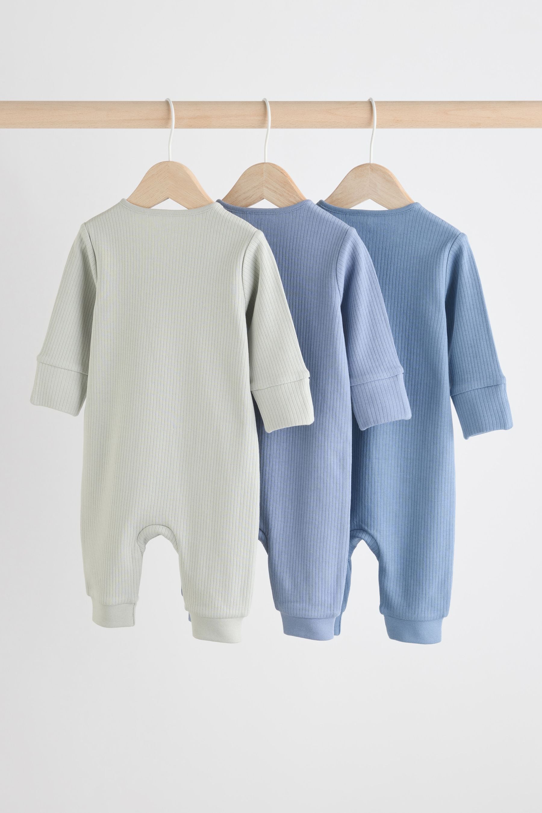 Blue Slogan 3 Pack Baby Sleepsuits (0-3yrs)