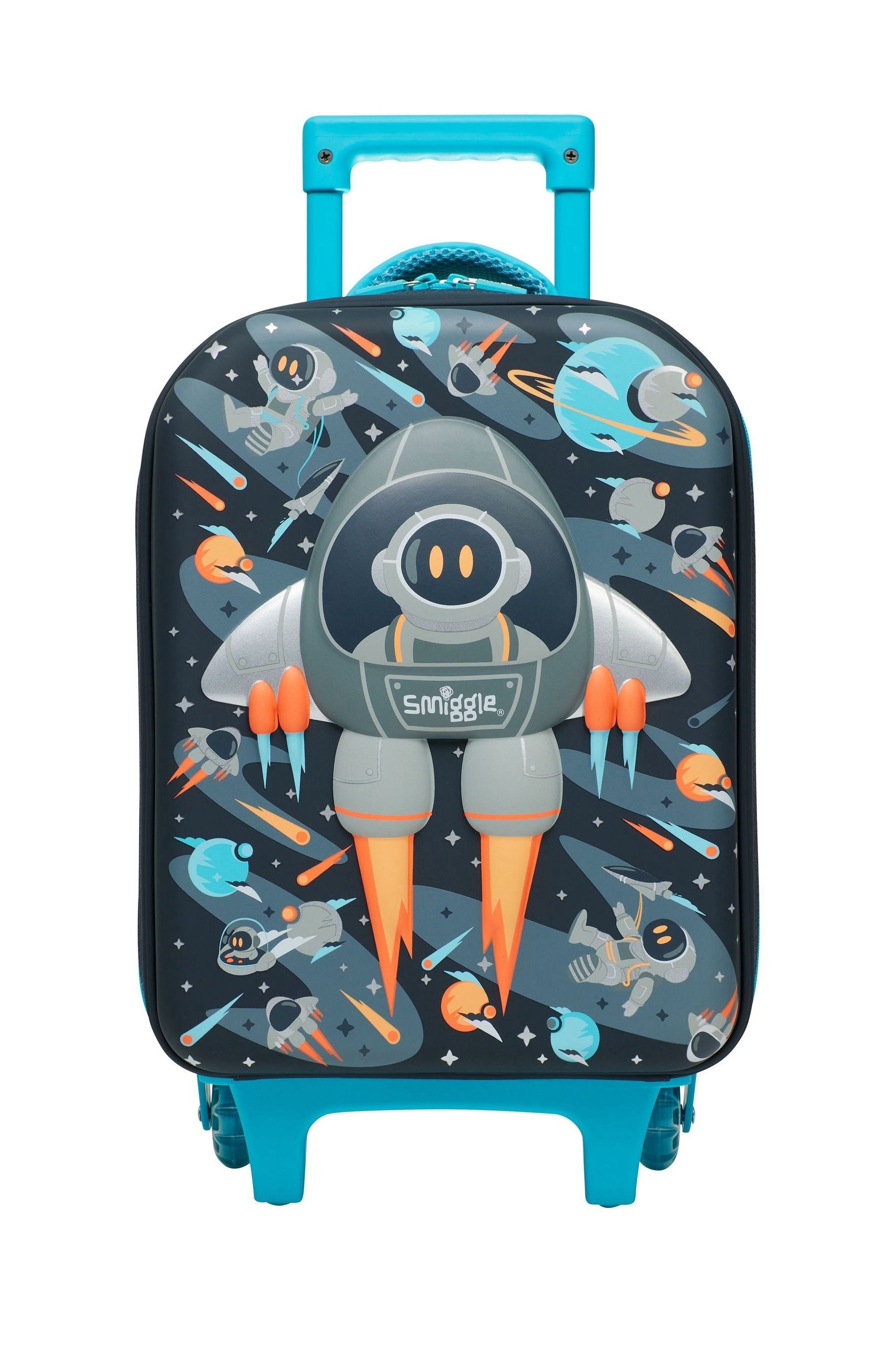 Smiggle Grey Blast Off Junior Suitcase Hardtop Trolley Bag