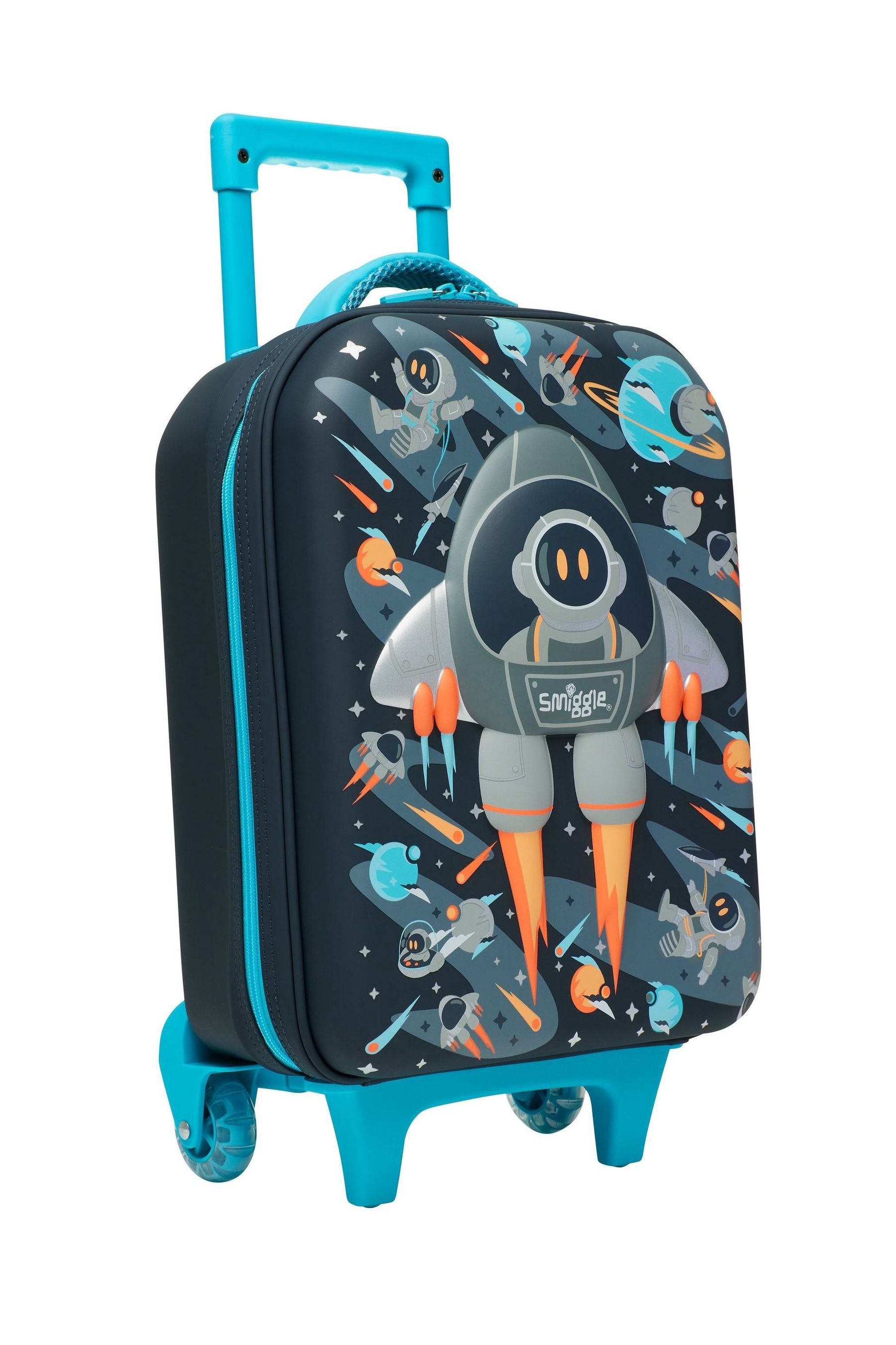 Smiggle Grey Blast Off Junior Suitcase Hardtop Trolley Bag