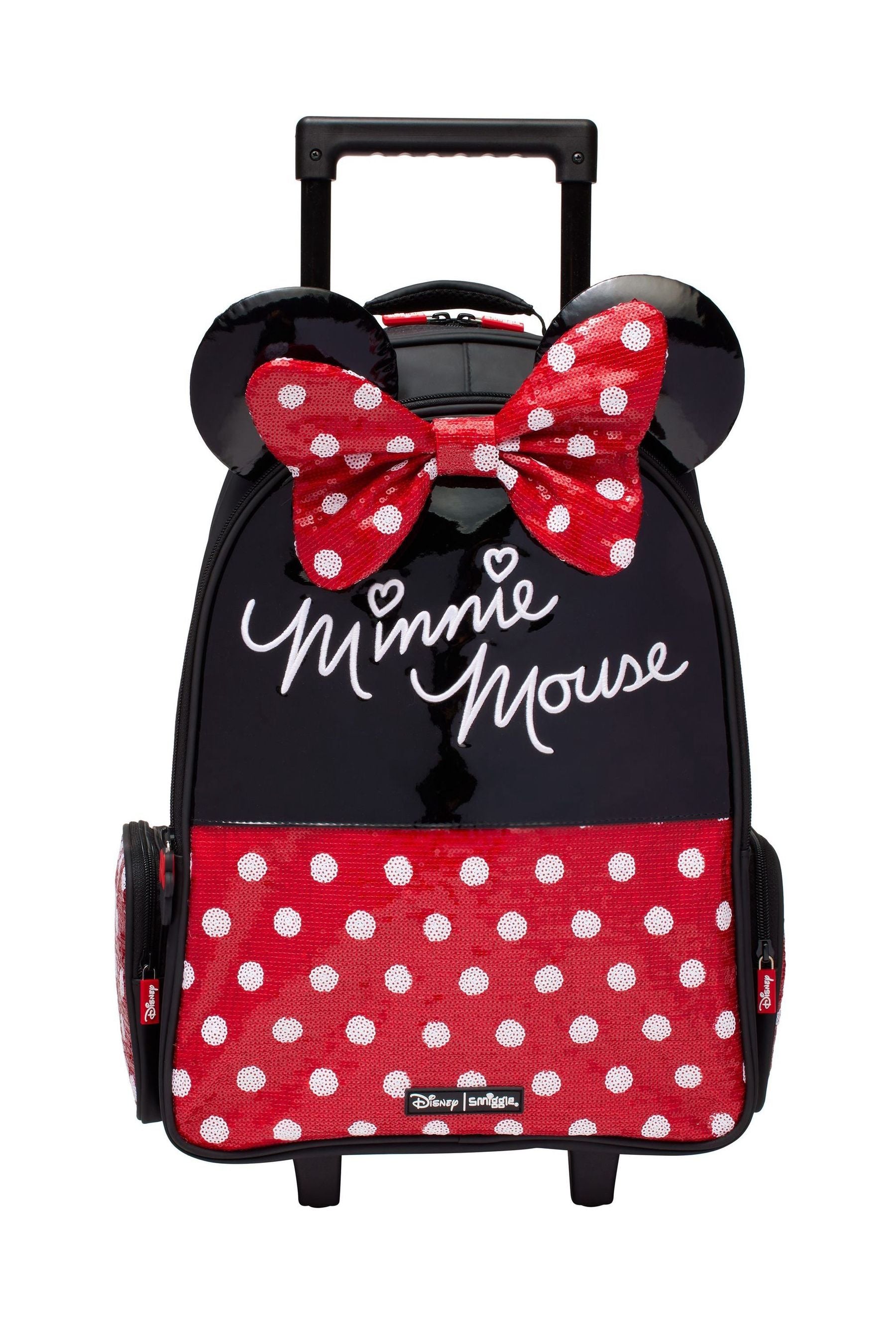 Smiggle Red Minnie Mouse Suitcase Trolley Backpack With Light Up Wheels