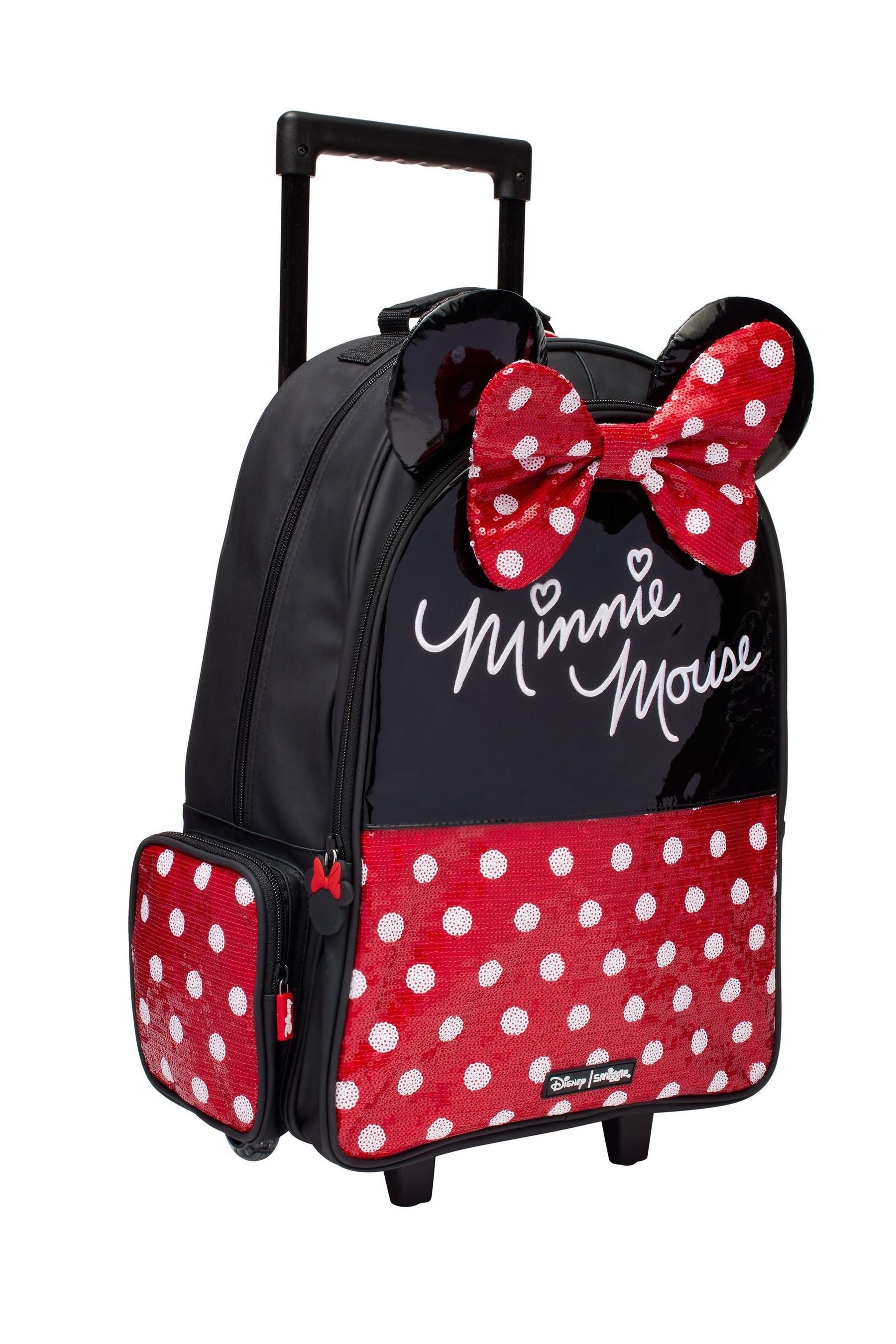 Smiggle Red Minnie Mouse Suitcase Trolley Backpack With Light Up Wheels