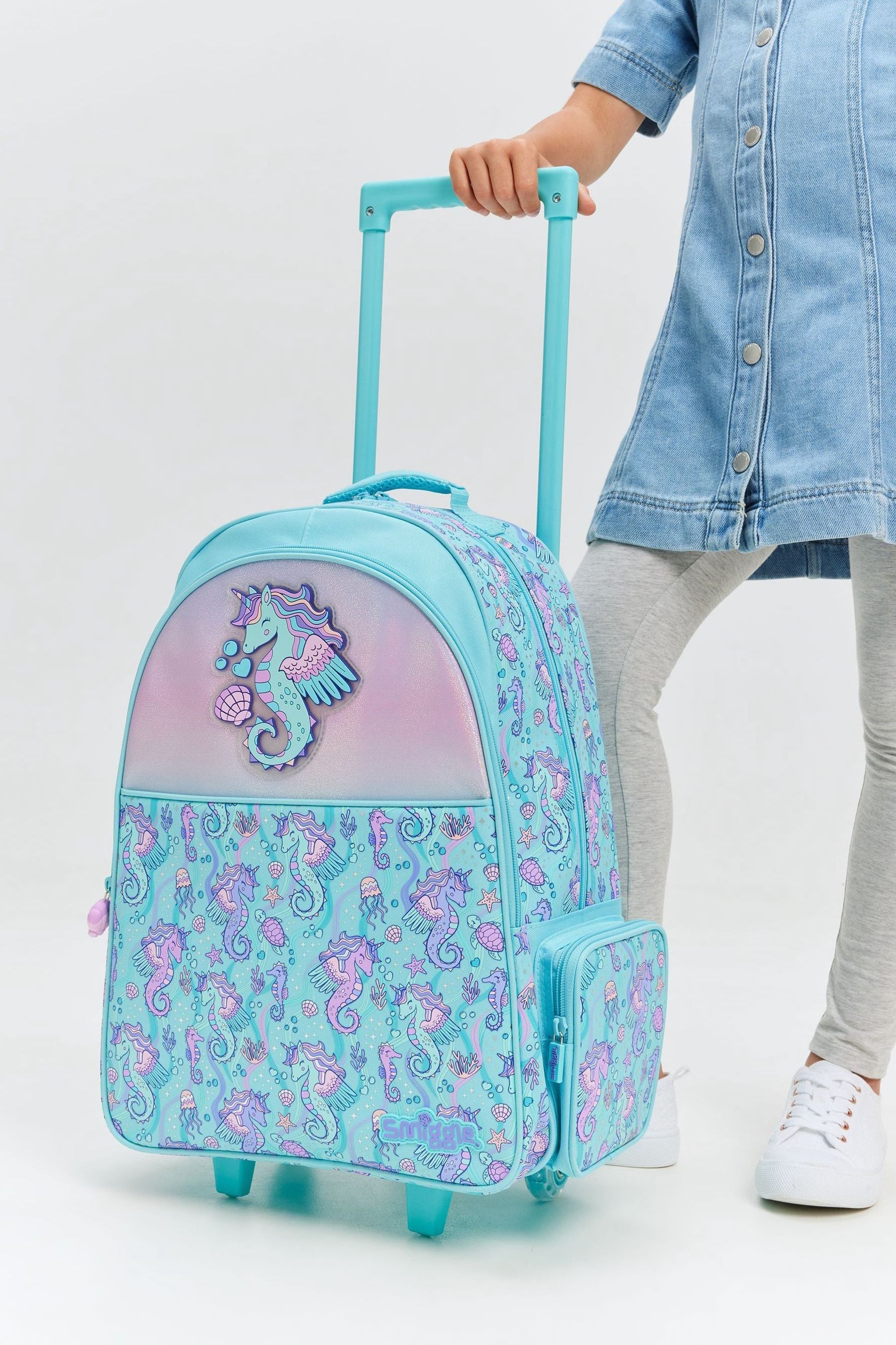 Smiggle Blue Epic Adventures Suitcase Trolley Backpack With Light Up Wheels