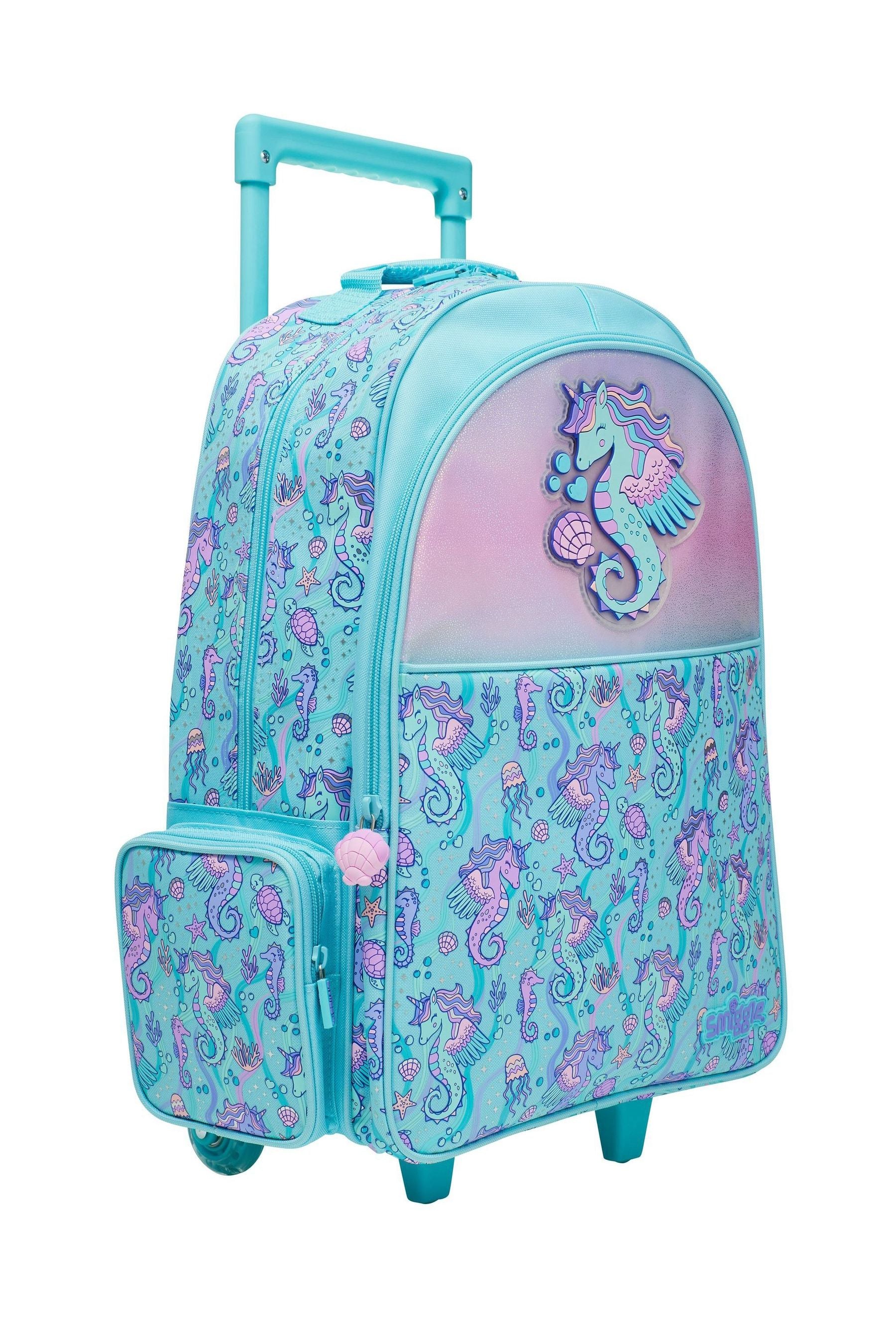 Smiggle Blue Epic Adventures Suitcase Trolley Backpack With Light Up Wheels