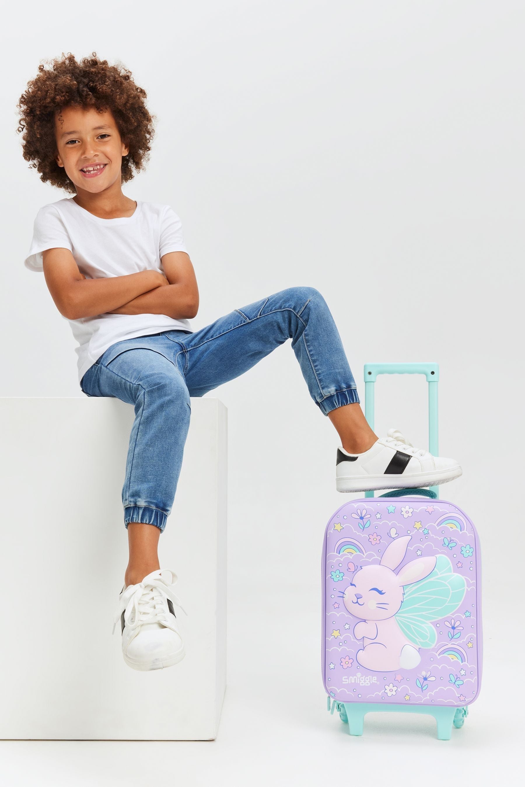 Smiggle Purple Blast Off Junior Suitcase Hardtop Trolley Bag