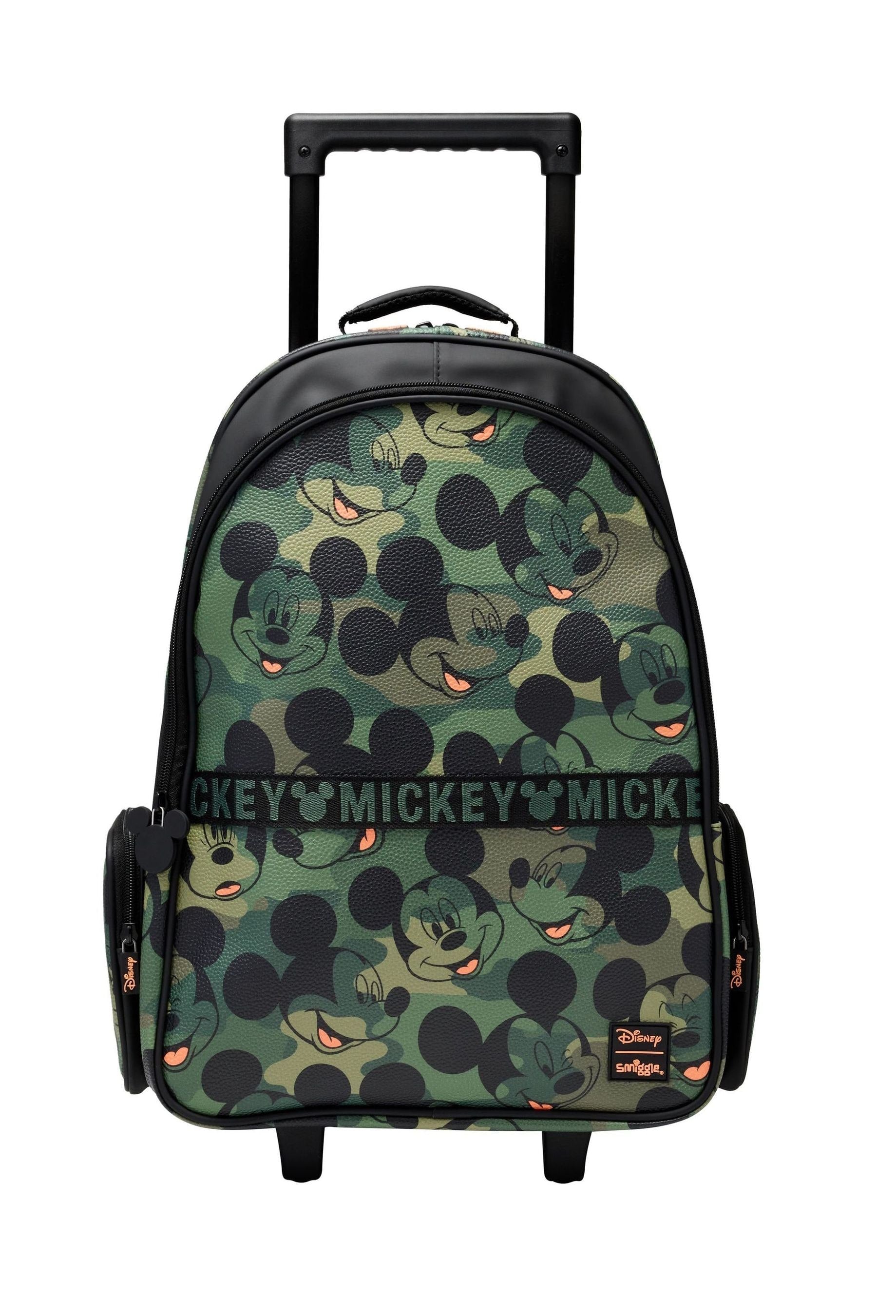 Smiggle Green Mickey Mouse Suitcase Trolley Backpack with Light Up Wheels