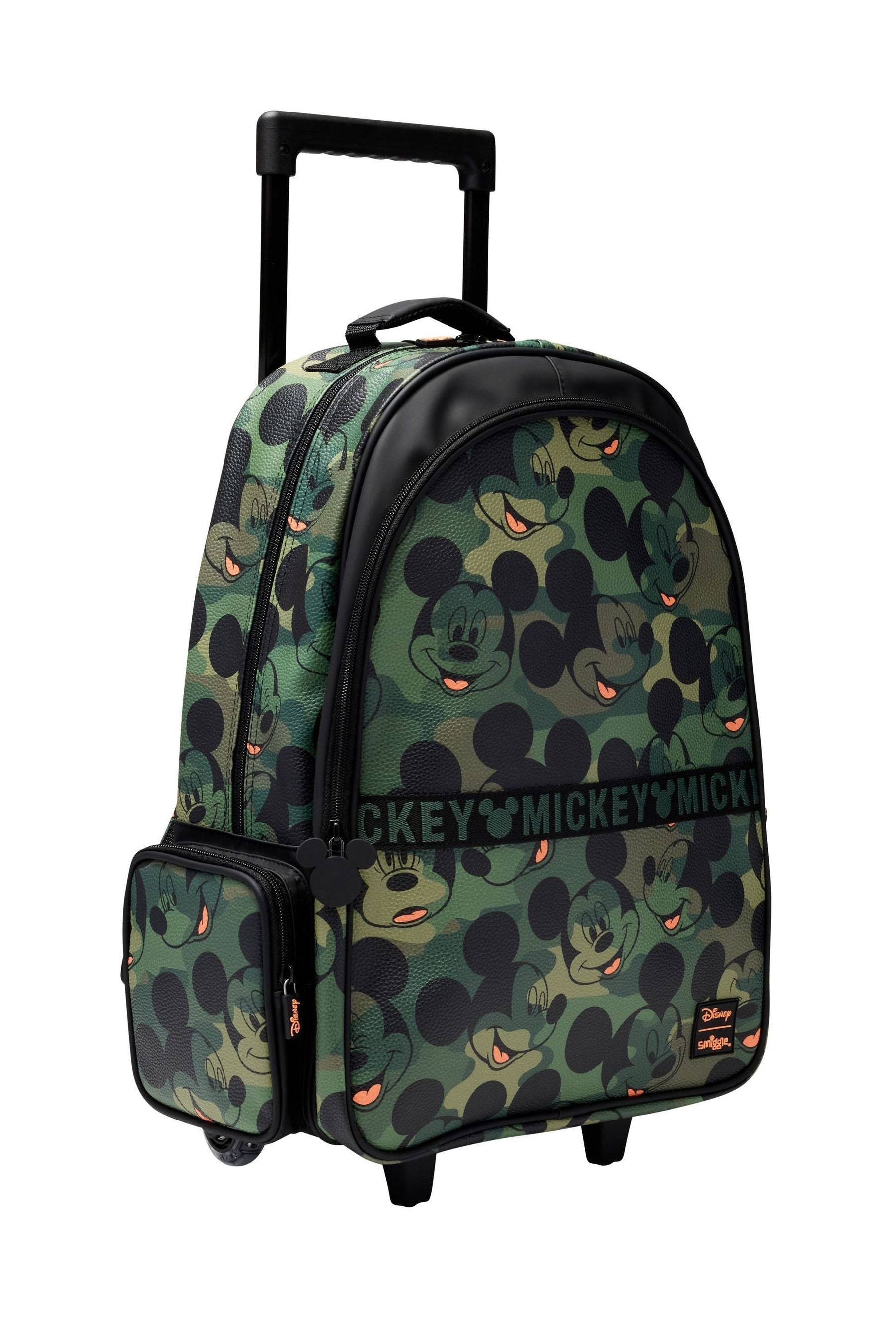 Smiggle Green Mickey Mouse Suitcase Trolley Backpack with Light Up Wheels