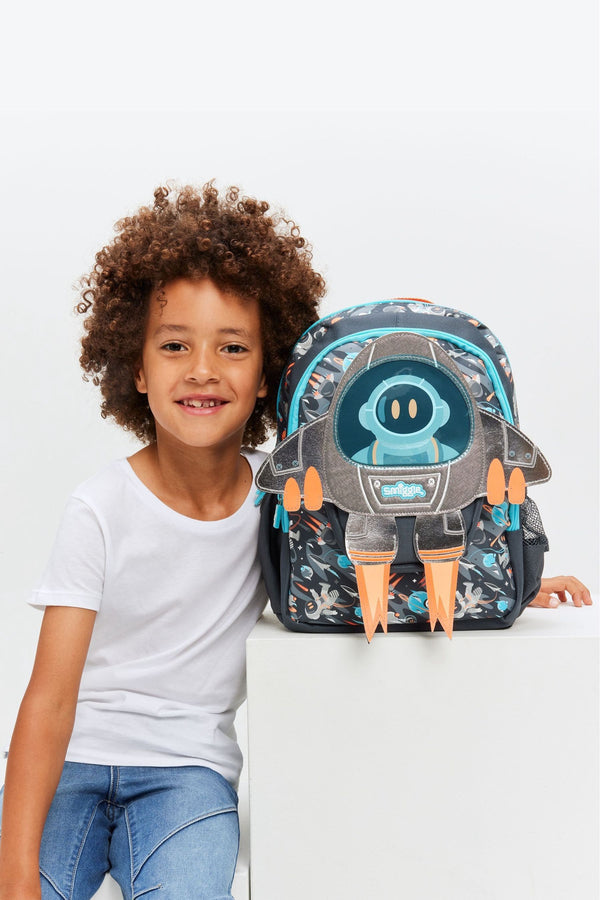 Smiggle Grey Blast Off Junior Character Backpack