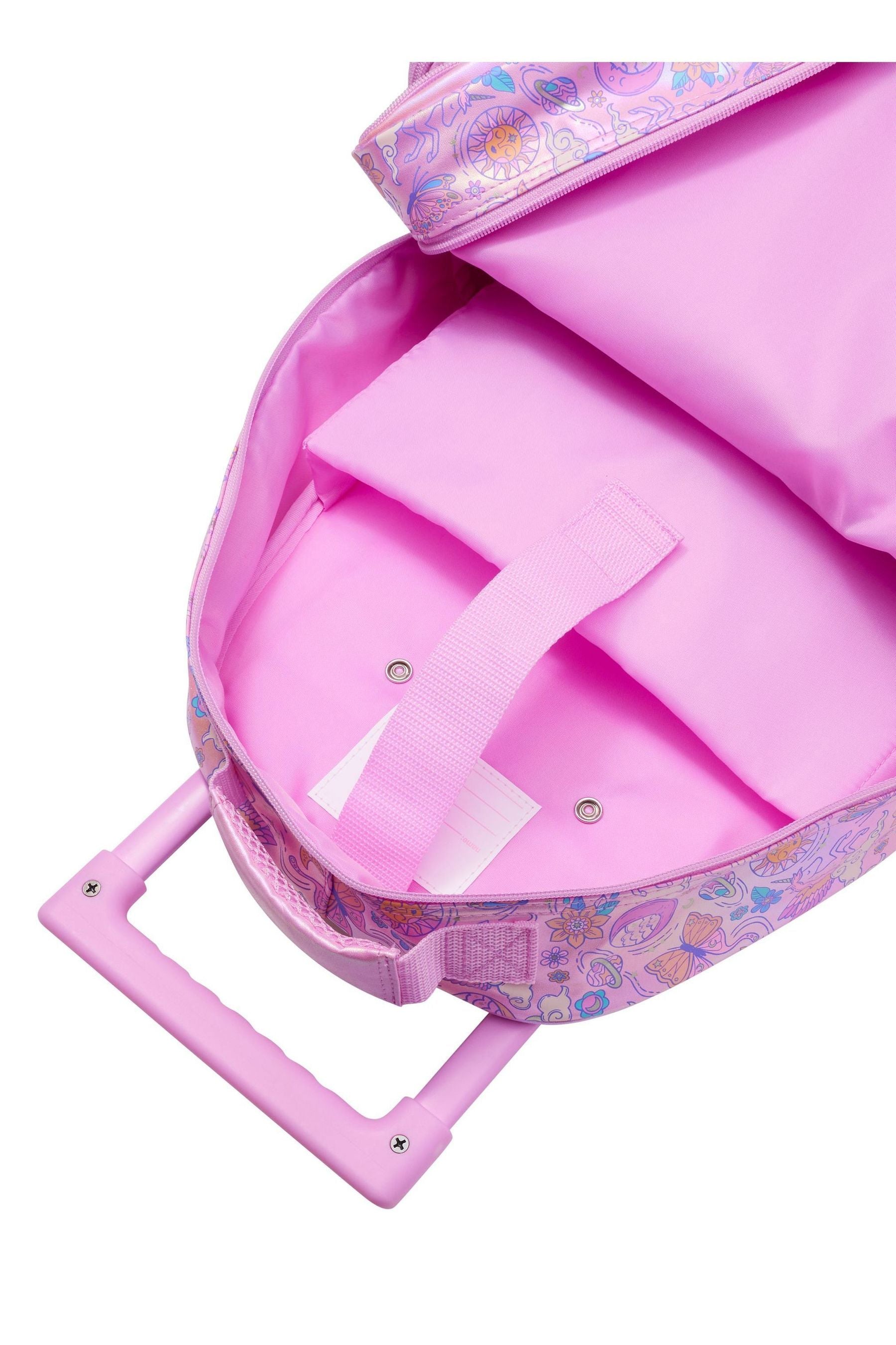 Smiggle Pink Cosmos Suitcase Trolley Backpack With Light Up Wheels