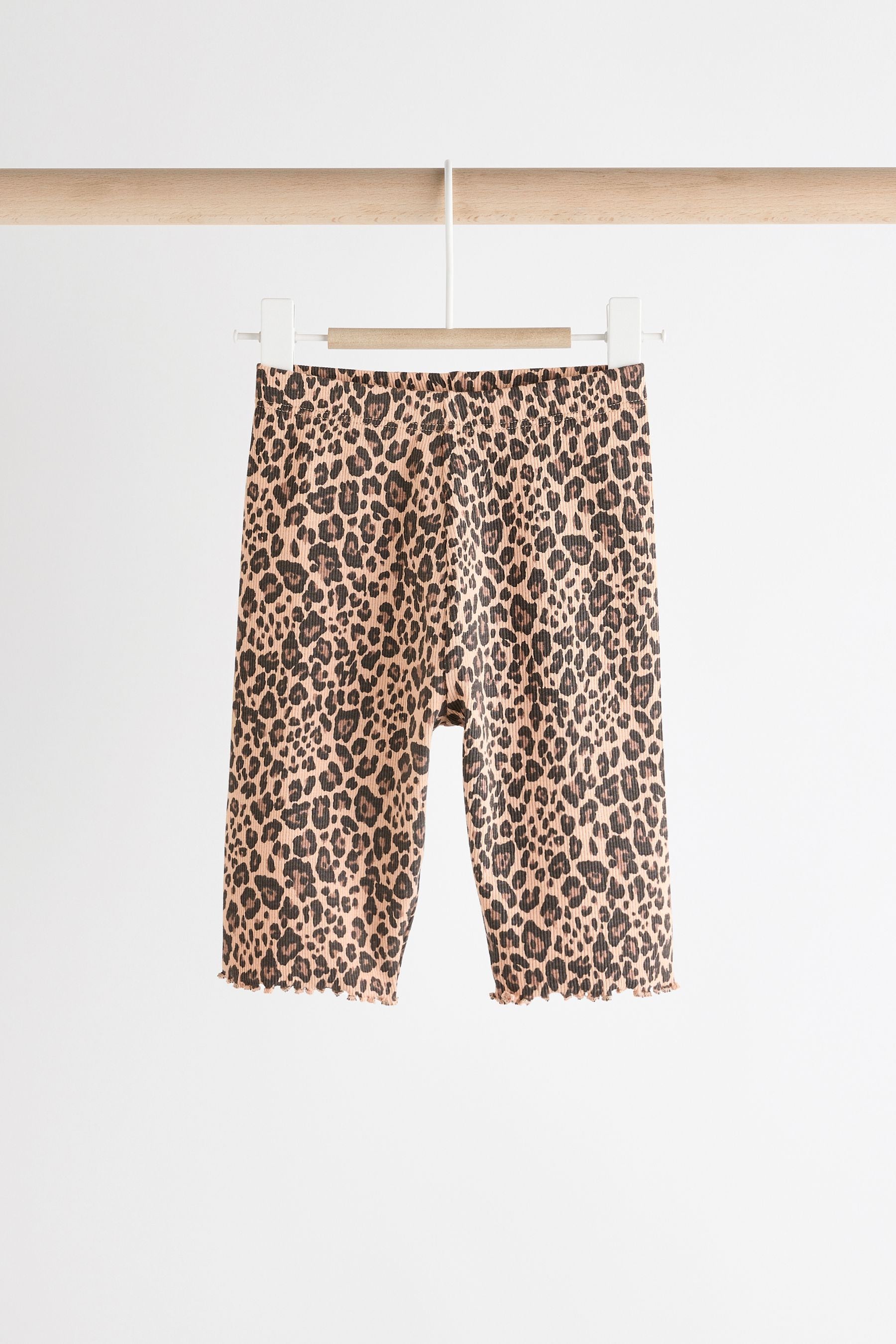 Tan Brown Leopard Print Baby Top and Wide Leg Trousers 2 Piece Set