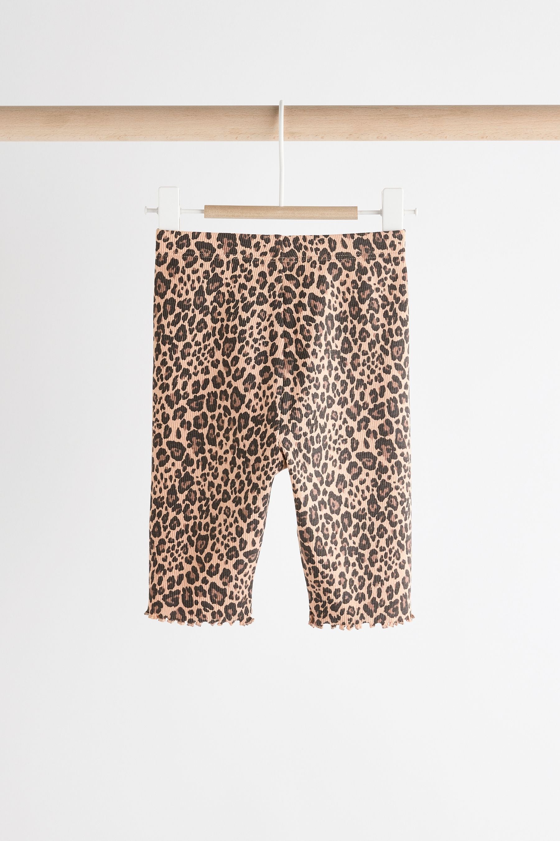 Tan Brown Leopard Print Baby Top and Wide Leg Trousers 2 Piece Set