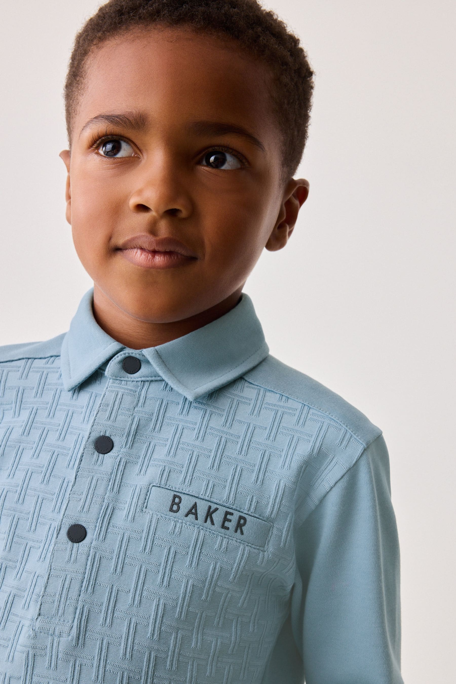 Baker by Ted Baker Blue Textured Polo Shirt and Trousers Set