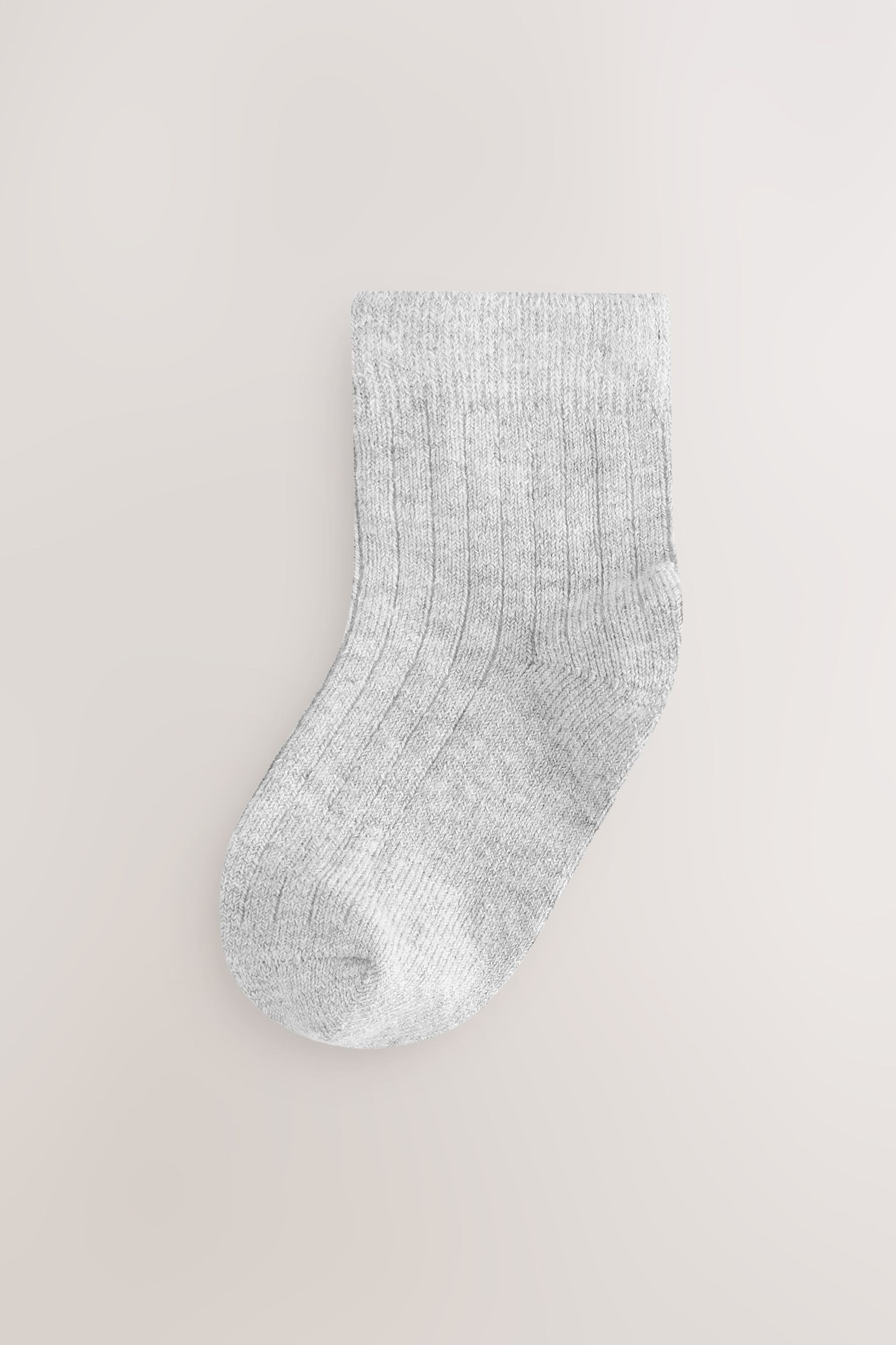 Grey and White Baby Ribbed Socks 5 Pack (0mths-2yrs)