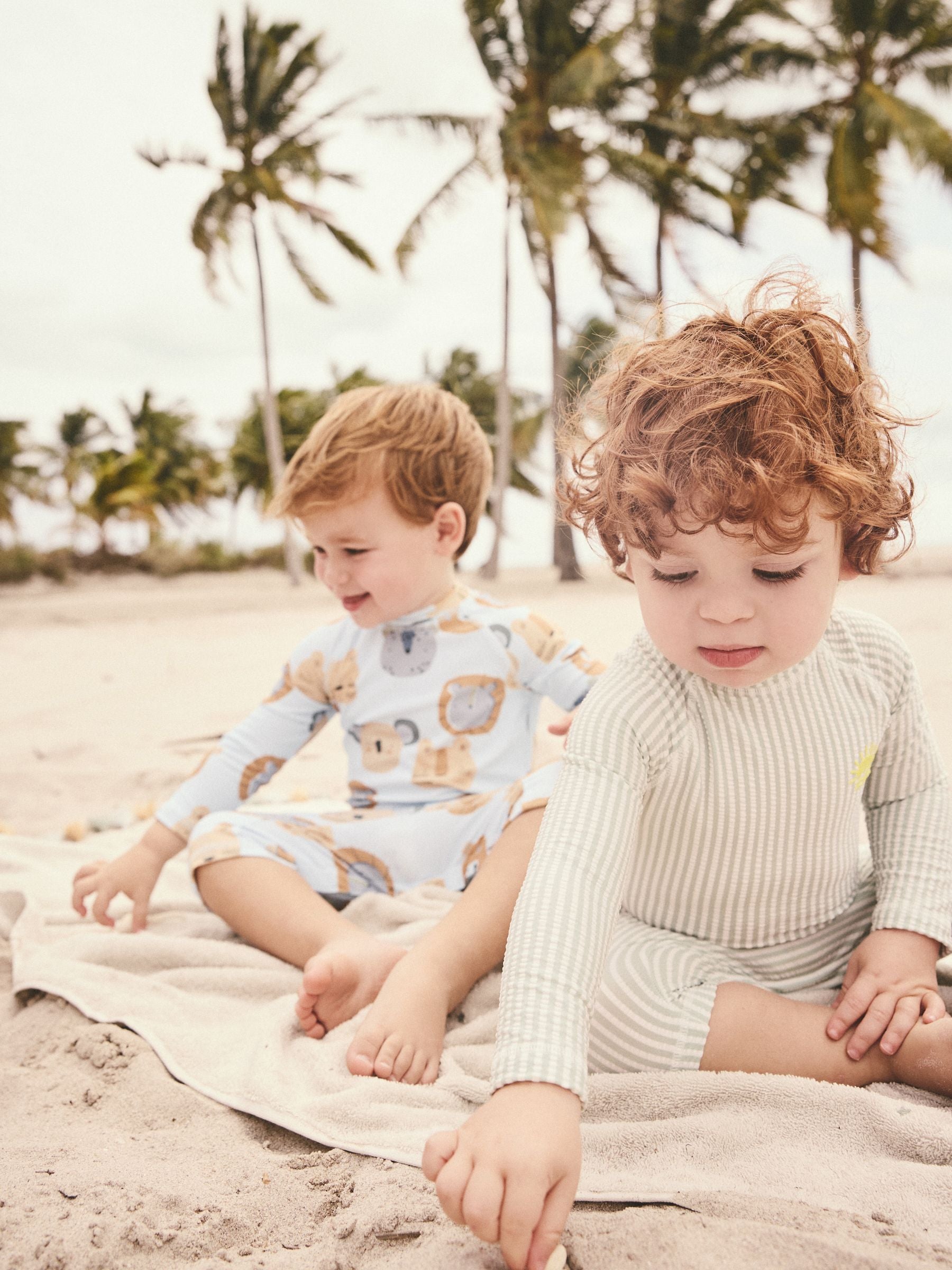 Green Stripe Sunsafe Swimsuit and Hat Set (3mths-7yrs)