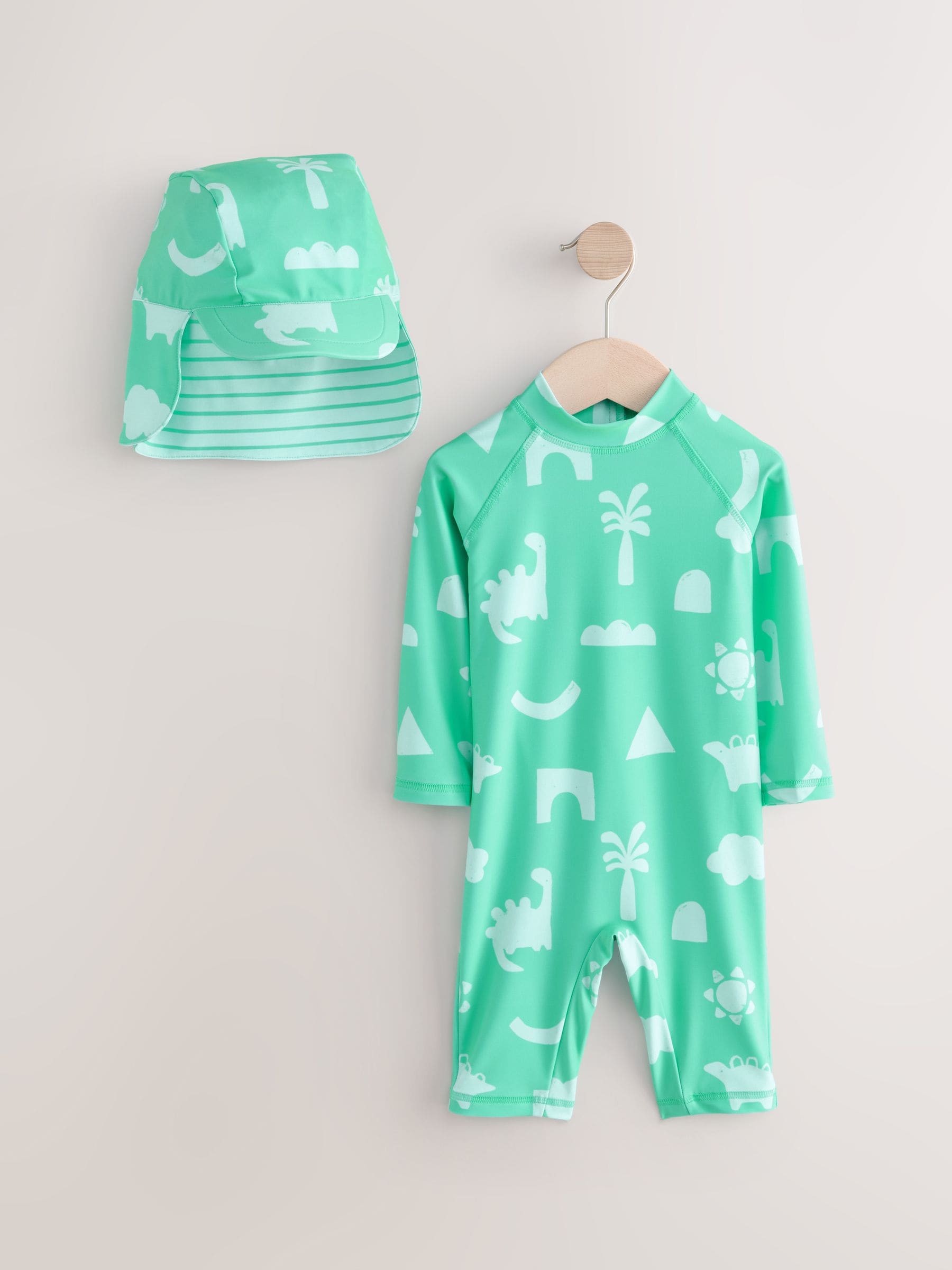 Green Sunsafe Swimsuit and Hat Set (3mths-7yrs)