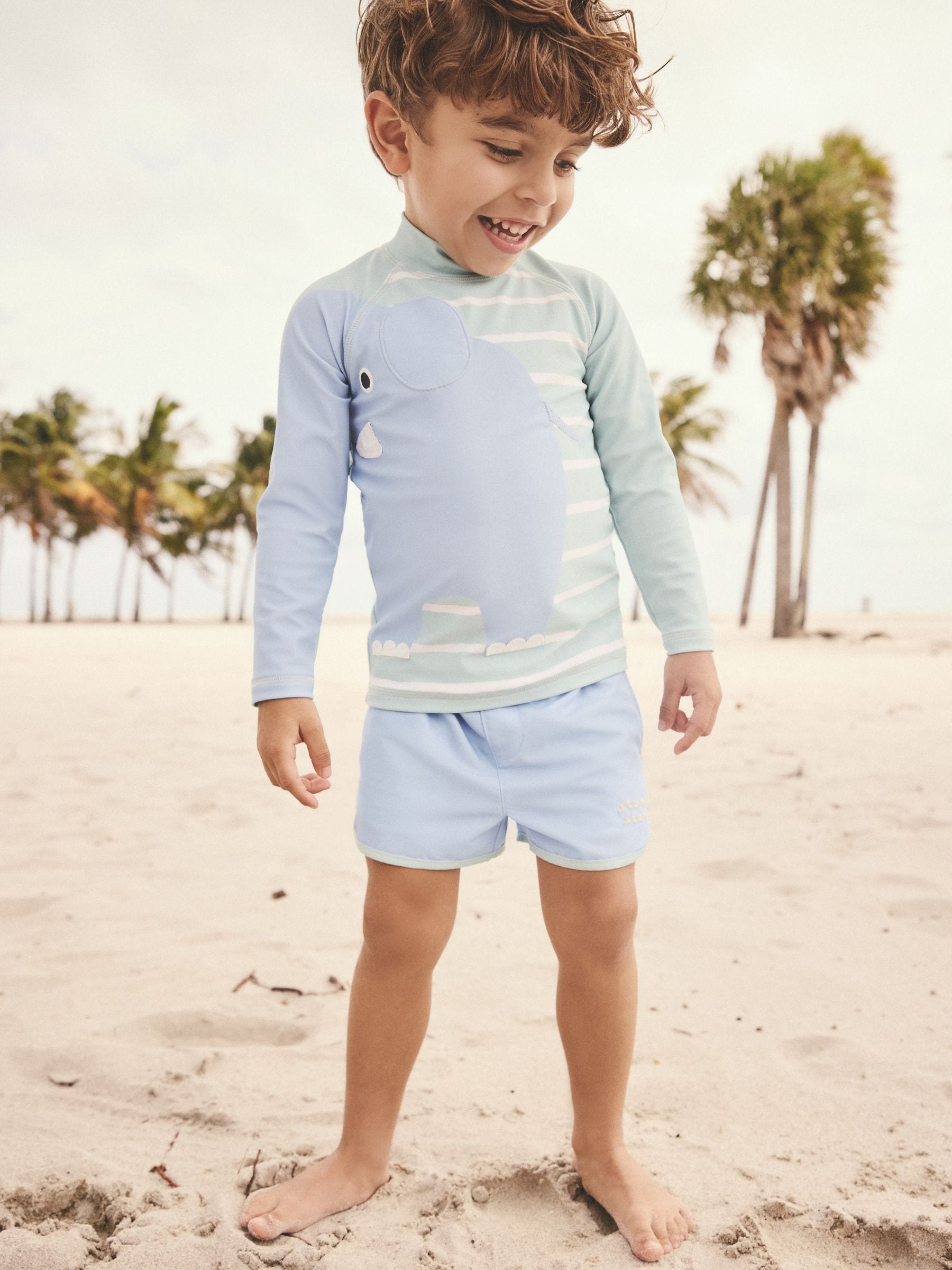 Mint Green Elephant Rash Vest and Shorts Set (3mths-7yrs)