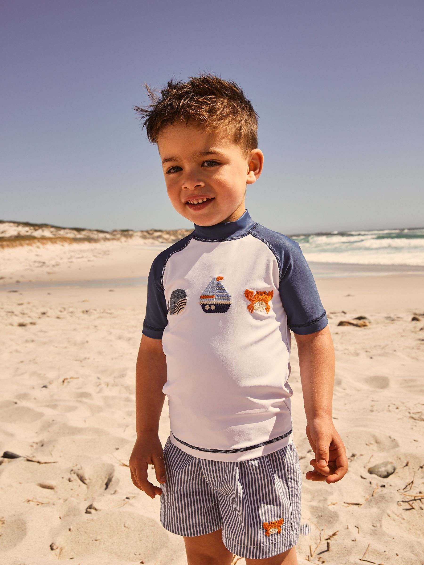 Blue/White Stripe Rash Vest and Shorts Set (3mths-7yrs) (3mths-7yrs)