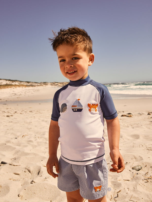 Blue/White Stripe Rash Vest and Shorts Set (3mths-7yrs) (3mths-7yrs)