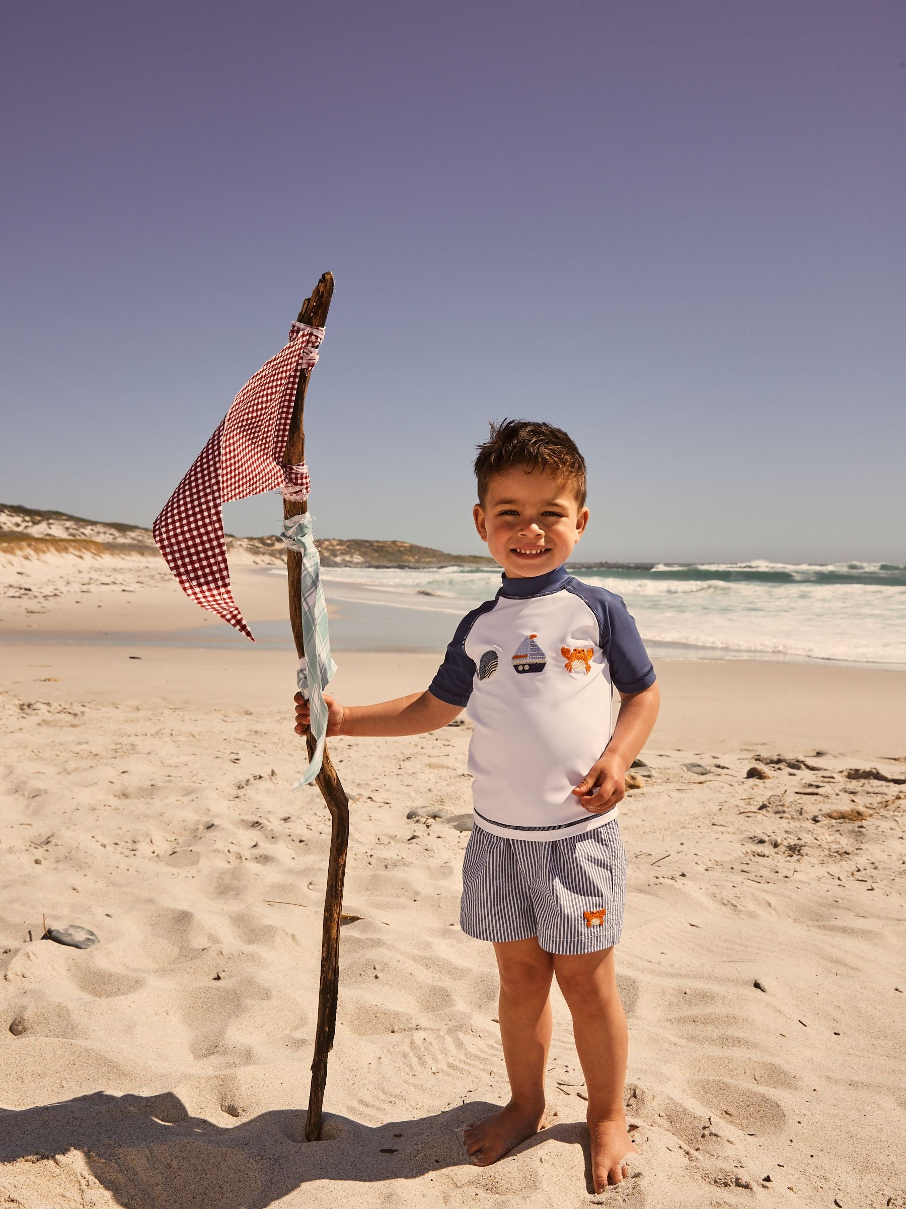 Blue/White Stripe Rash Vest and Shorts Set (3mths-7yrs) (3mths-7yrs)