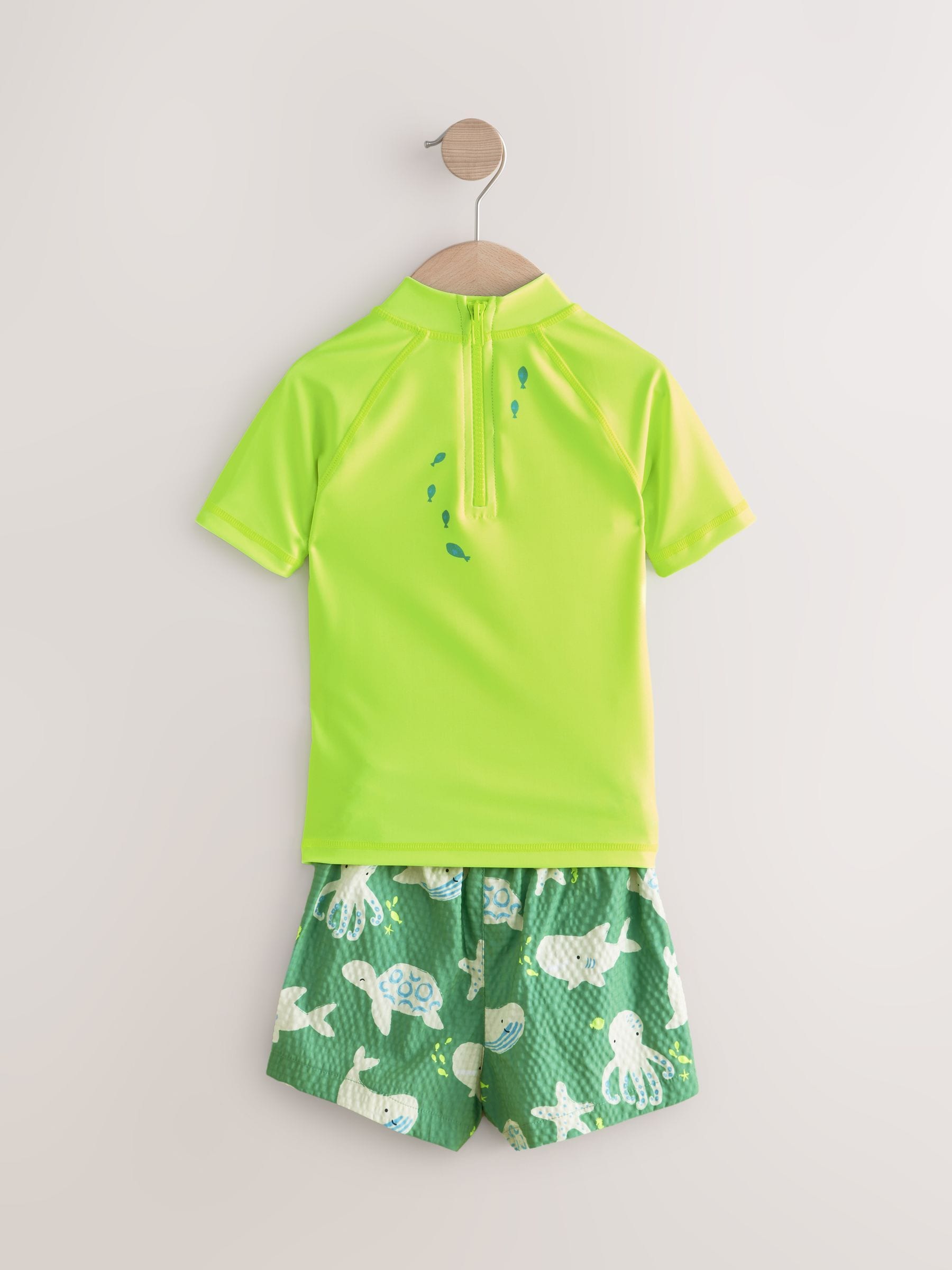 Yellow Green Shark Rash Vest and Shorts Set (3mths-7yrs) (3mths-7yrs)