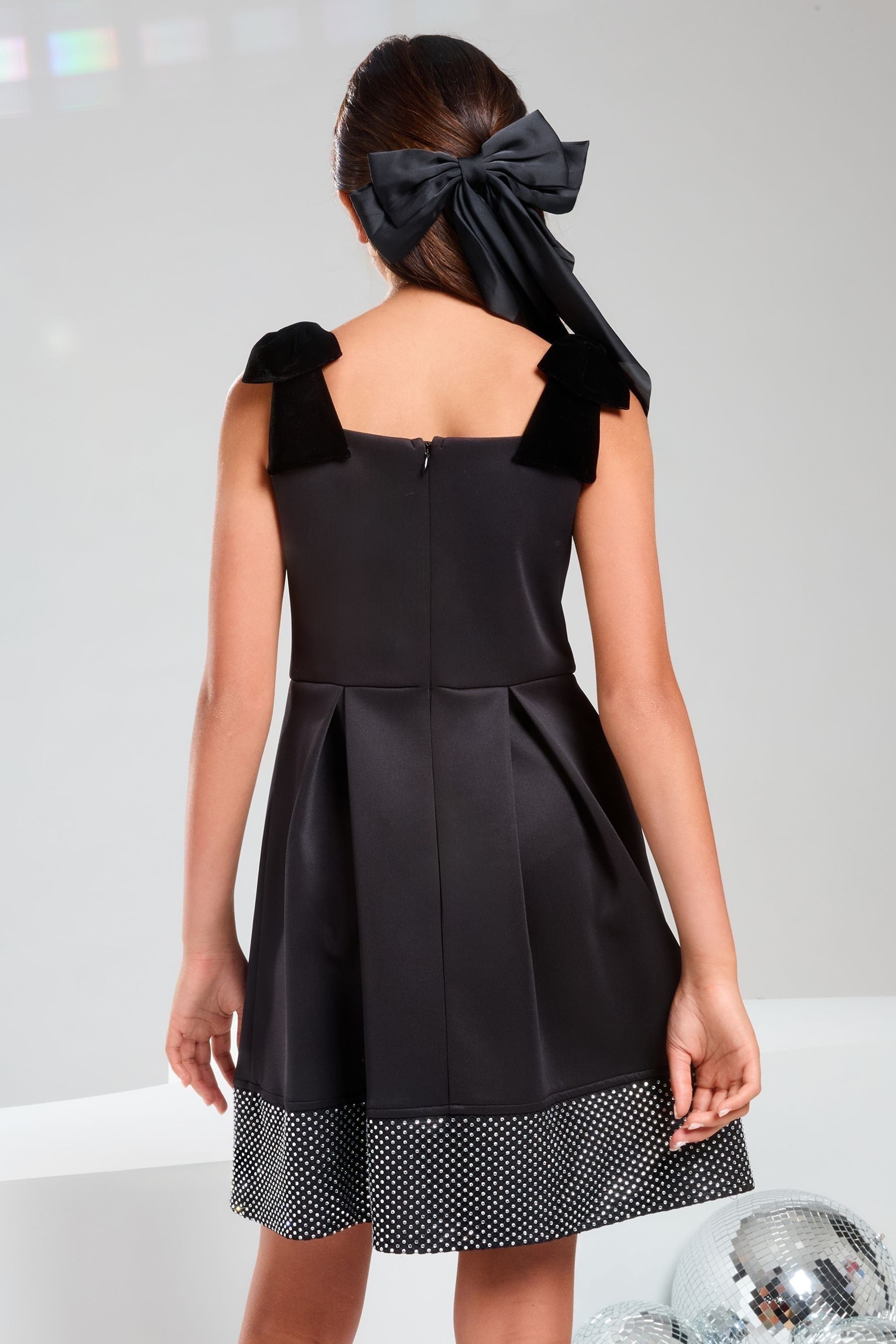 Black Bow Strap Occasion Dress (5-16yrs)