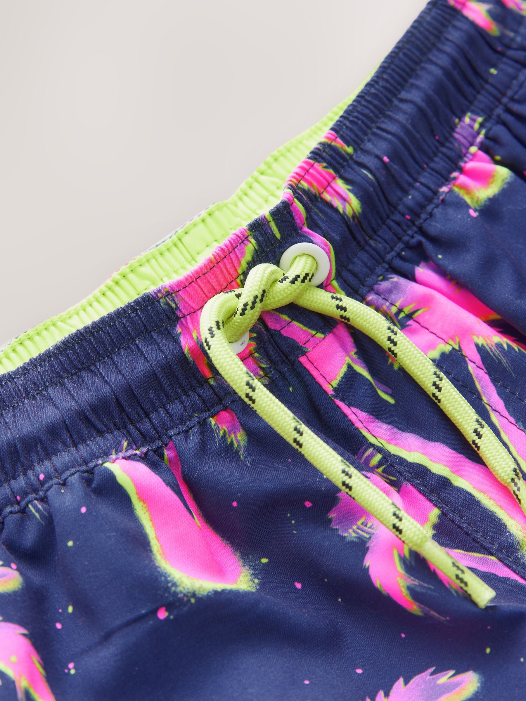 Pink Palm Tree Printed Swim Shorts (3-16yrs)