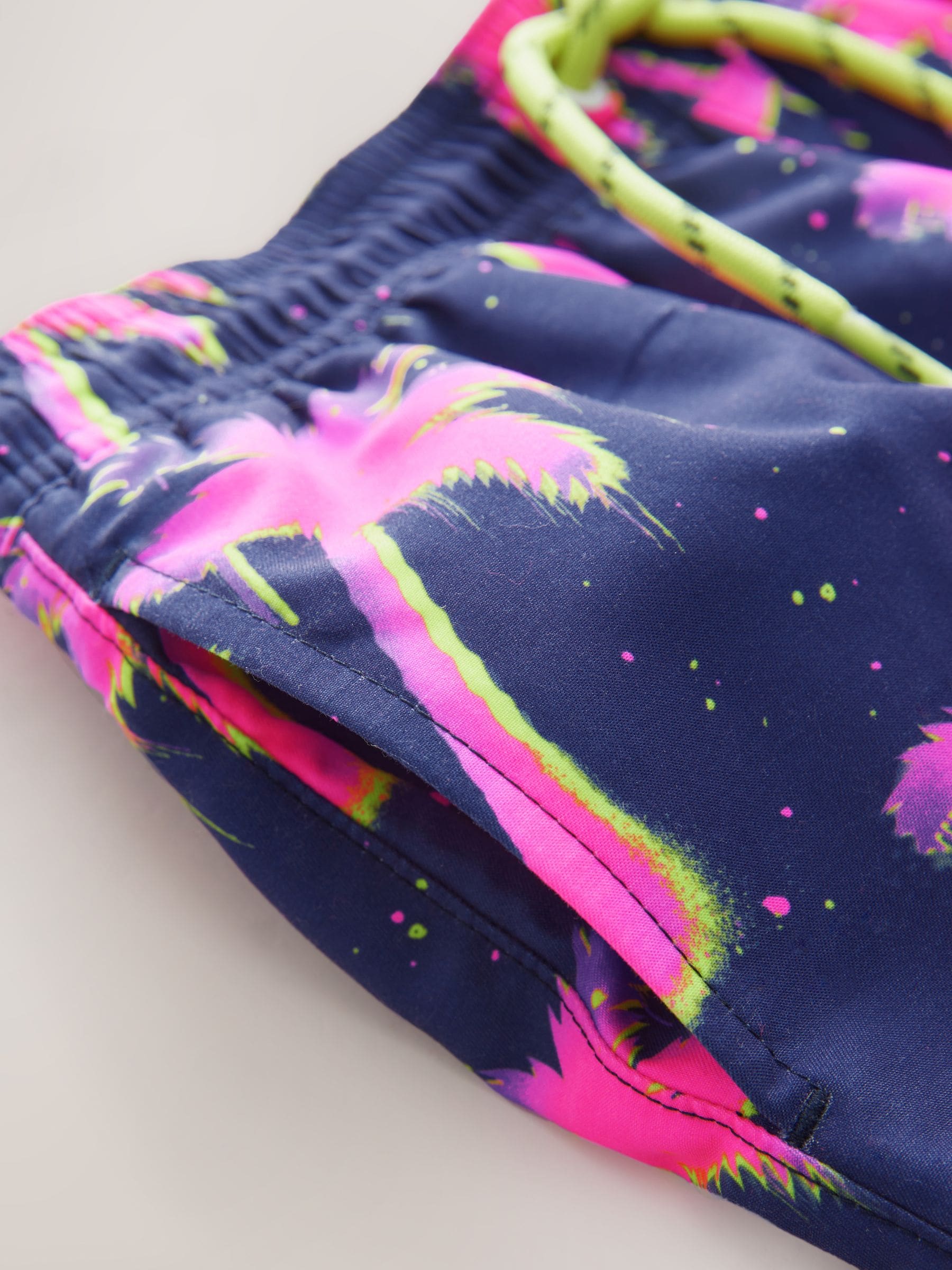 Pink Palm Tree Printed Swim Shorts (3-16yrs)