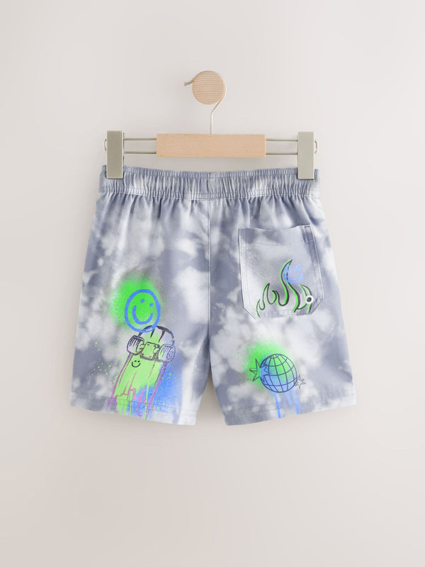 Black/White Graffiti Printed Swim Shorts (3-16yrs)