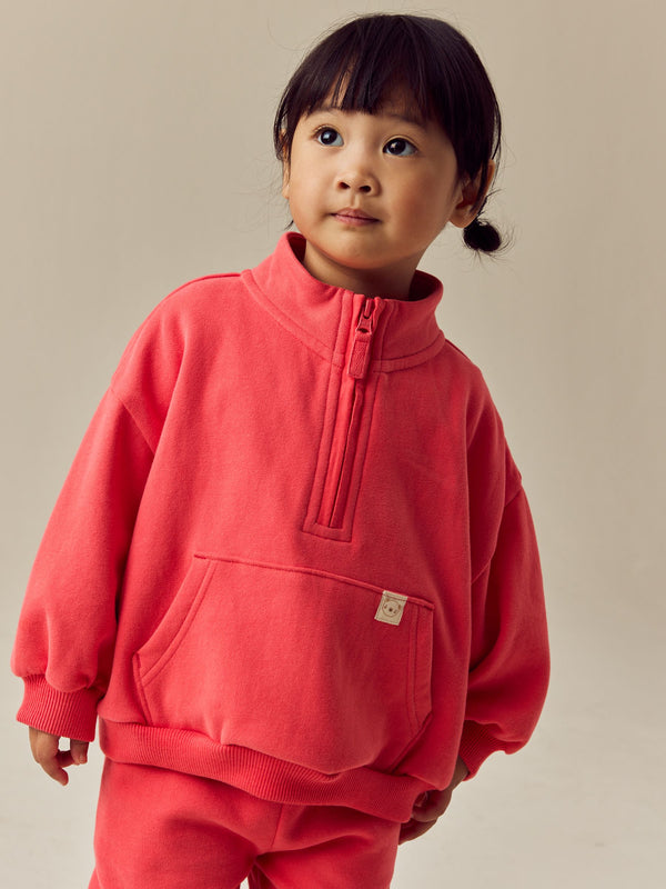 Coral Pink Half Zip Sweatshirt (3mths-7yrs)