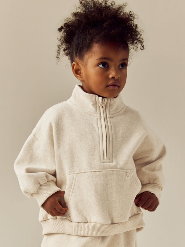 Oatmeal Cream Half Zip Sweatshirt (3mths-7yrs)