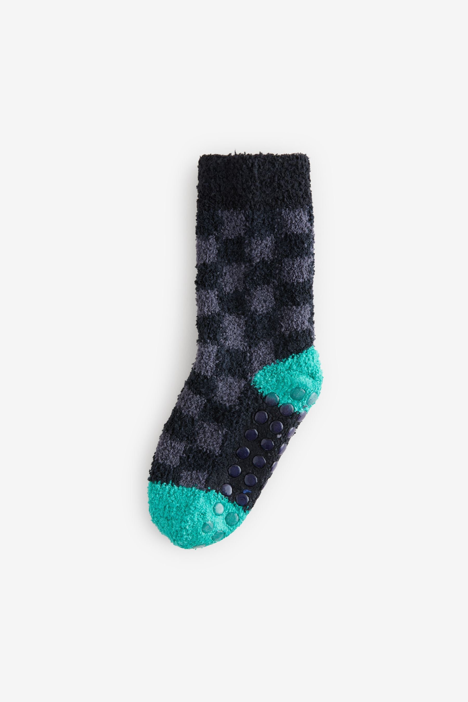 Black/Green Checkerboard Stripe Cosy Socks 2 Pack