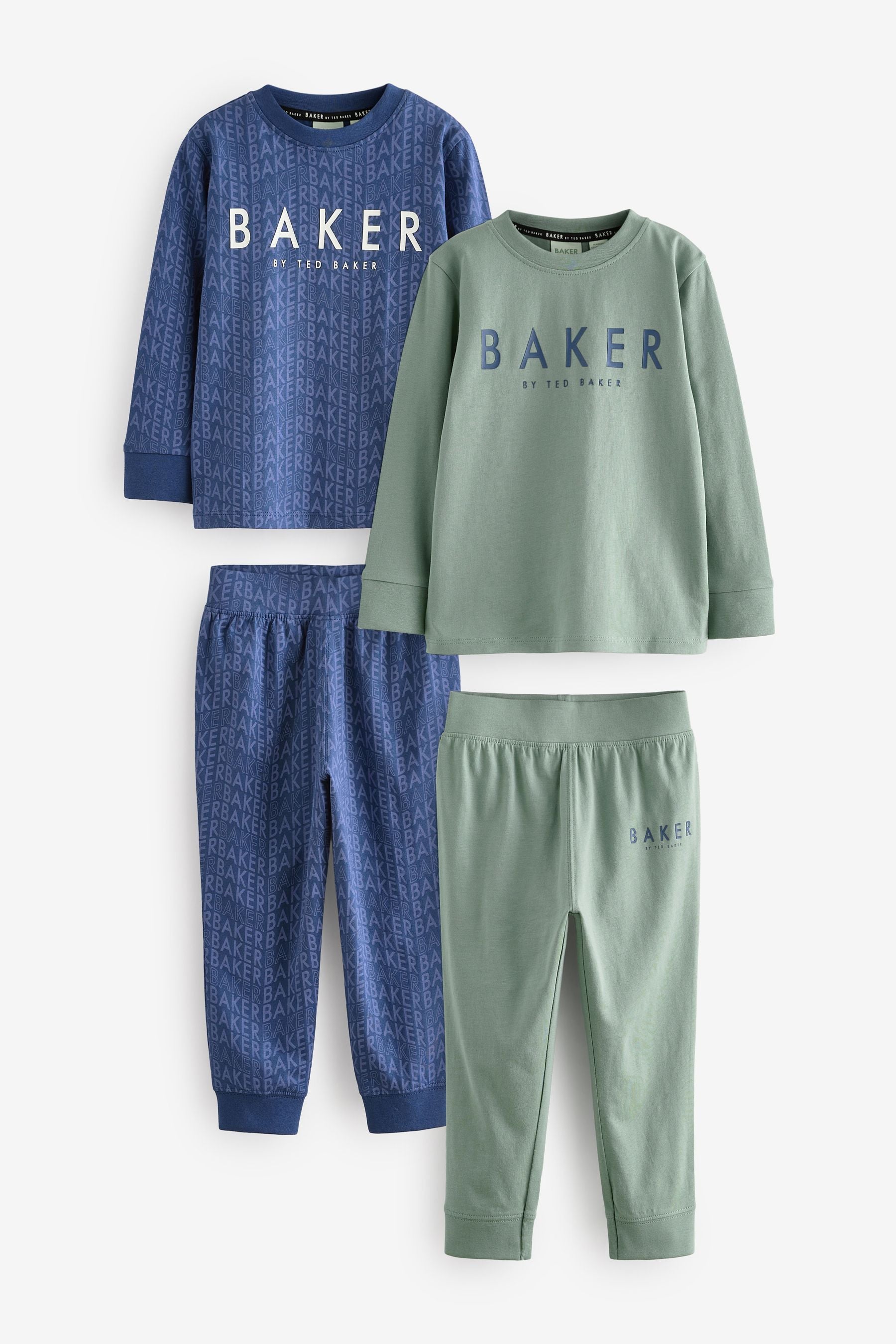 Baker by Ted Baker Blue/Green Long Sleeve Pyjamas 2 Pack