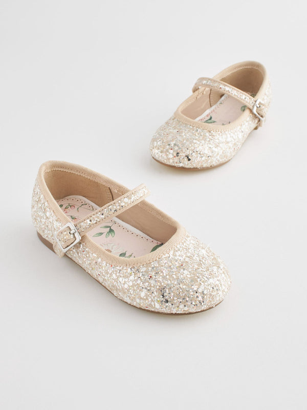 Ivory Glitter Wide Fit (G) Bridesmaid Occasion Mary Jane Shoes