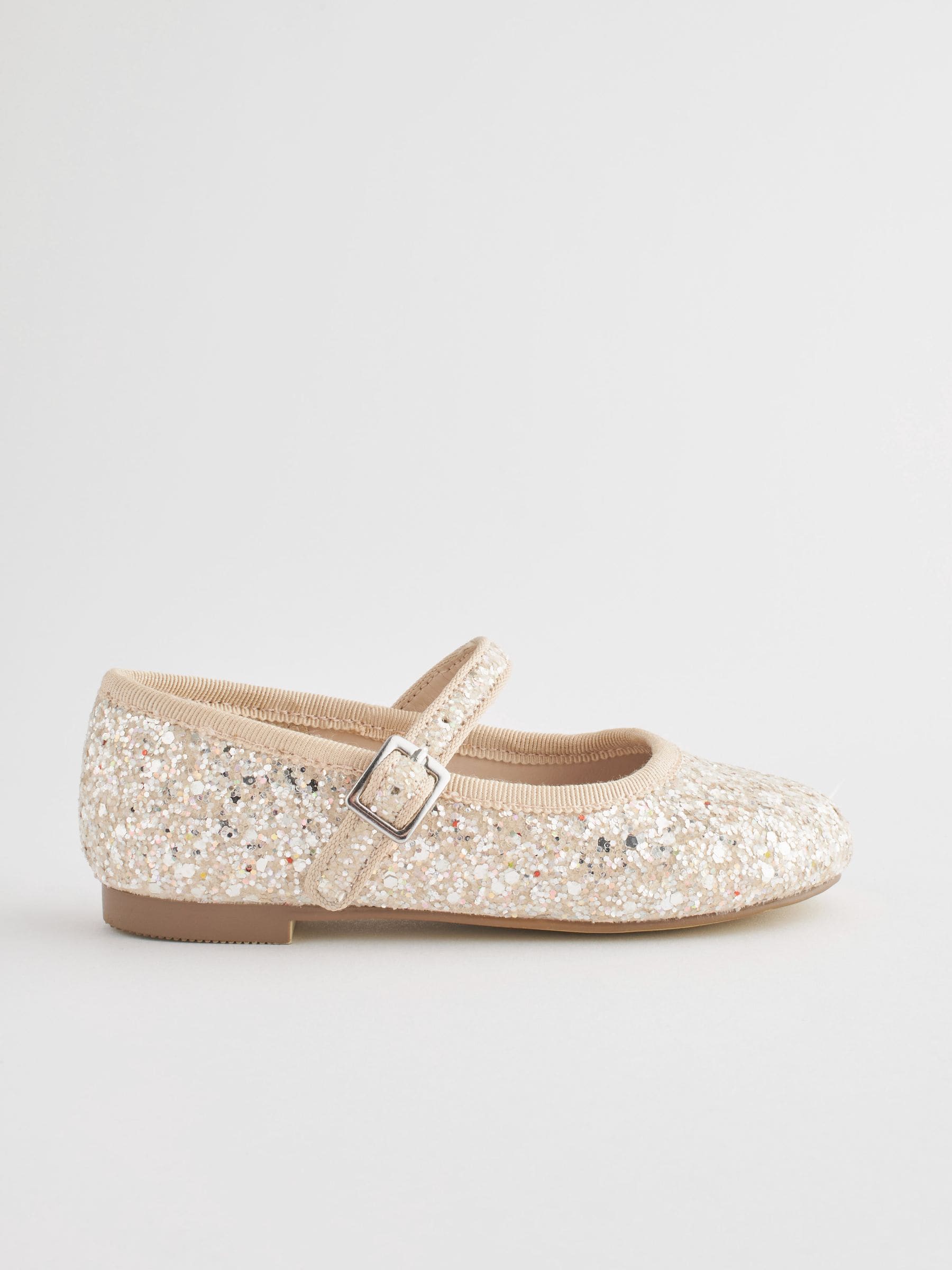 Ivory Glitter Wide Fit (G) Bridesmaid Occasion Mary Jane Shoes