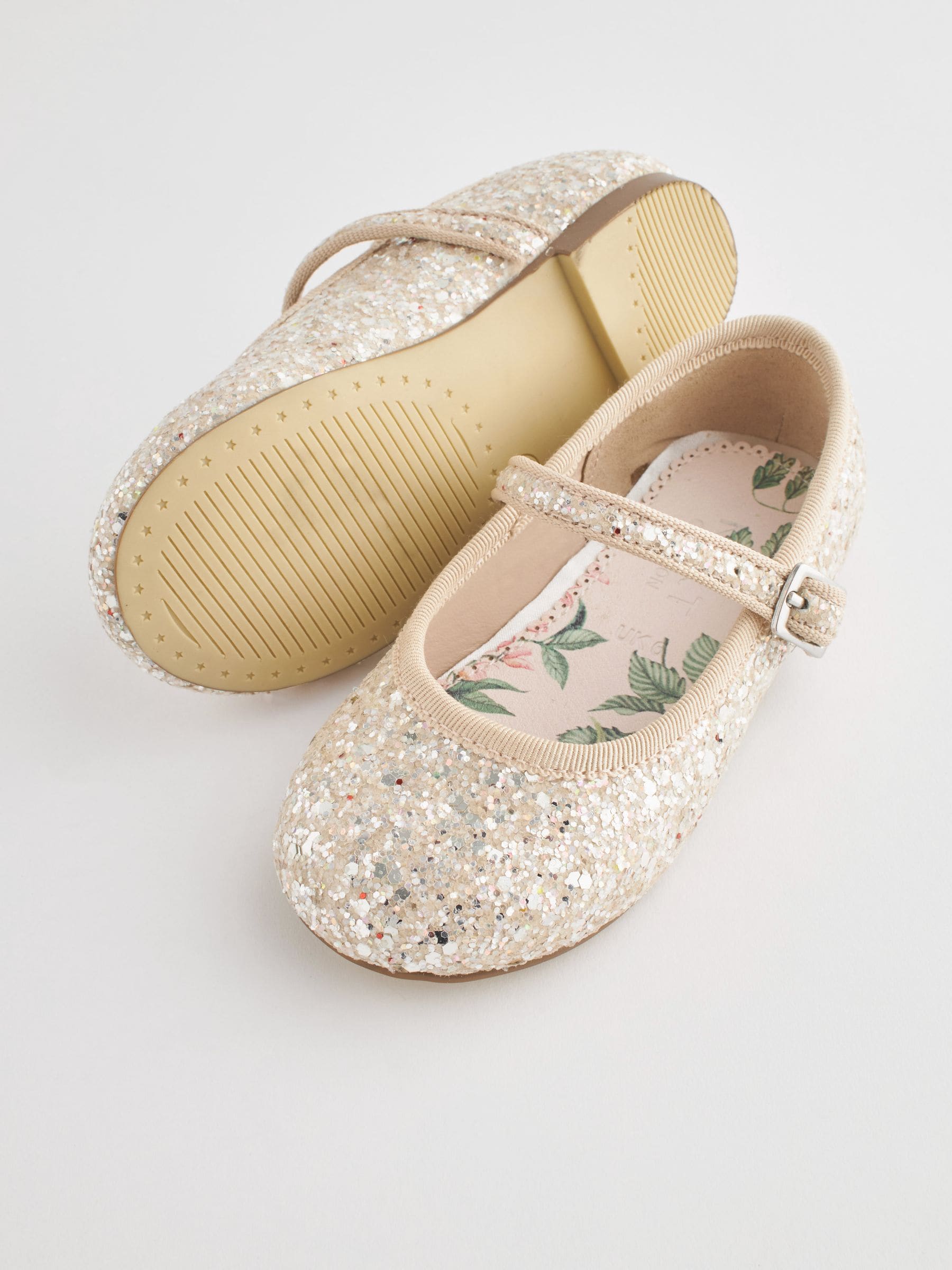 Ivory Glitter Wide Fit (G) Bridesmaid Occasion Mary Jane Shoes