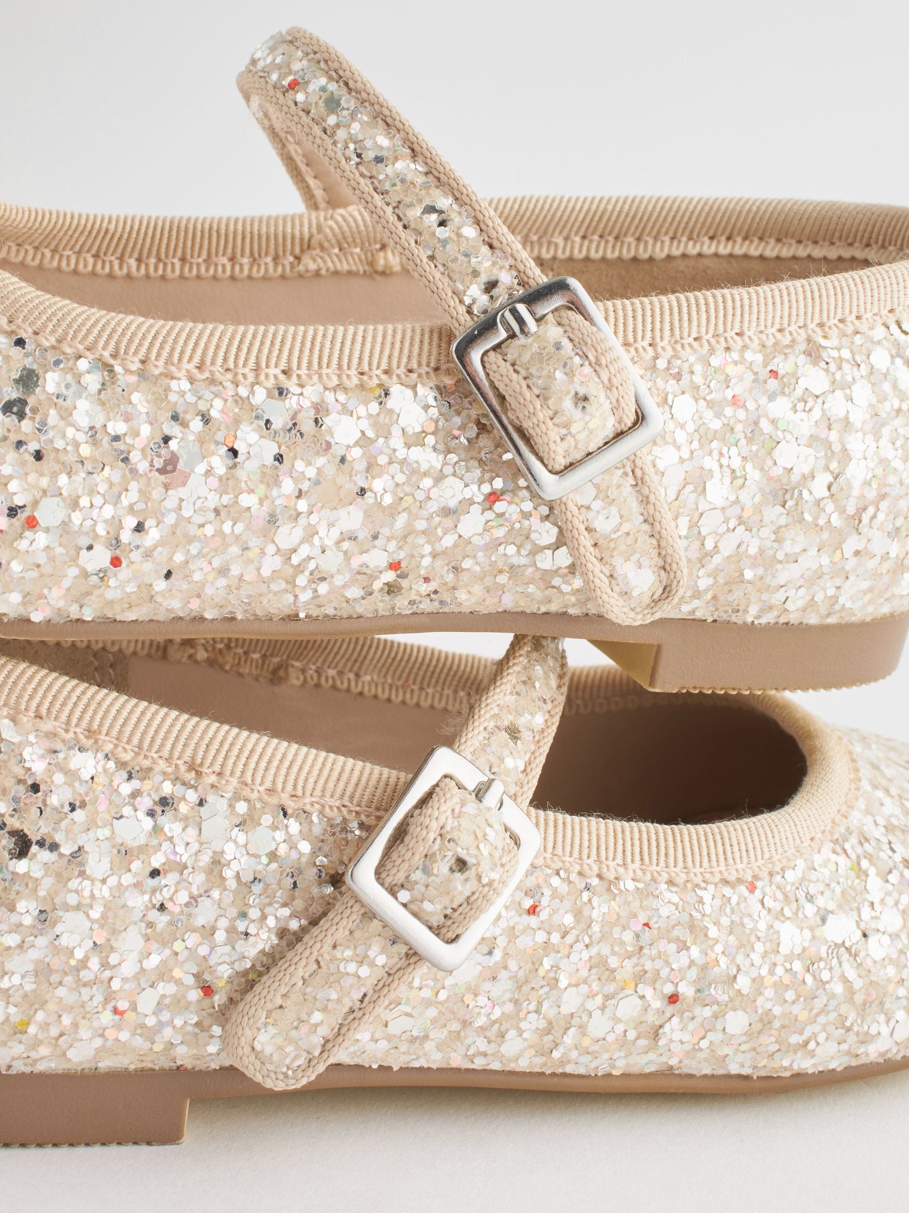 Ivory Glitter Wide Fit (G) Bridesmaid Occasion Mary Jane Shoes