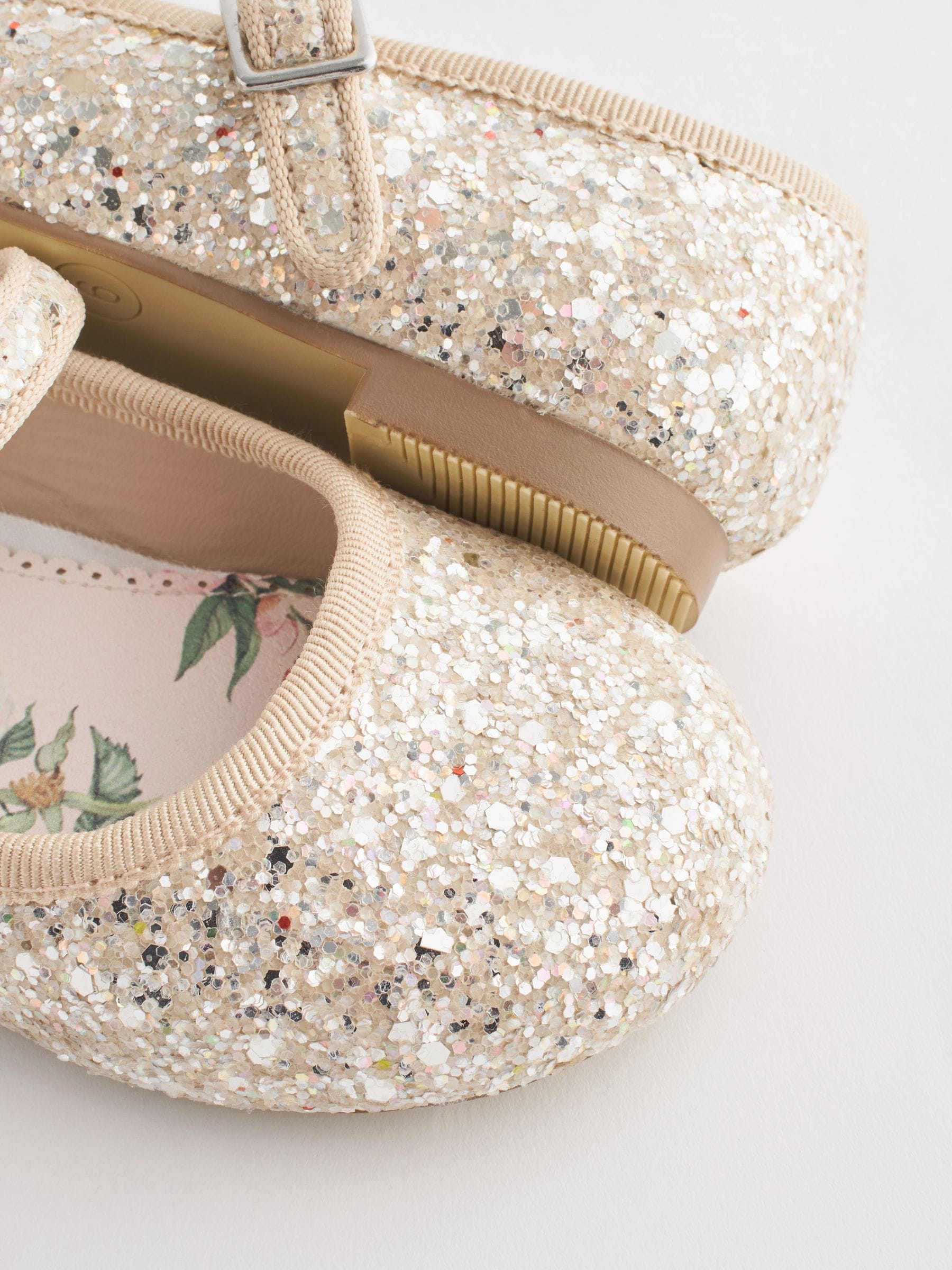 Ivory Glitter Wide Fit (G) Bridesmaid Occasion Mary Jane Shoes