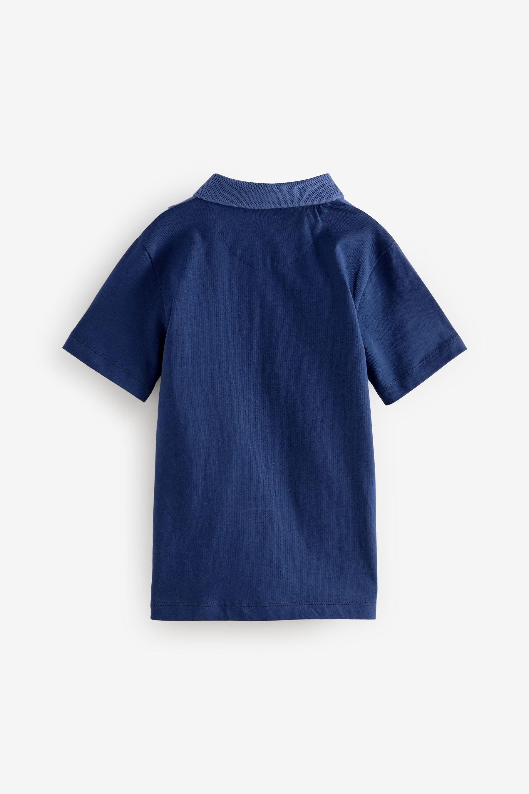 Blue Colourblock Short Sleeve 100% Cotton Polo Shirt (3-16yrs)