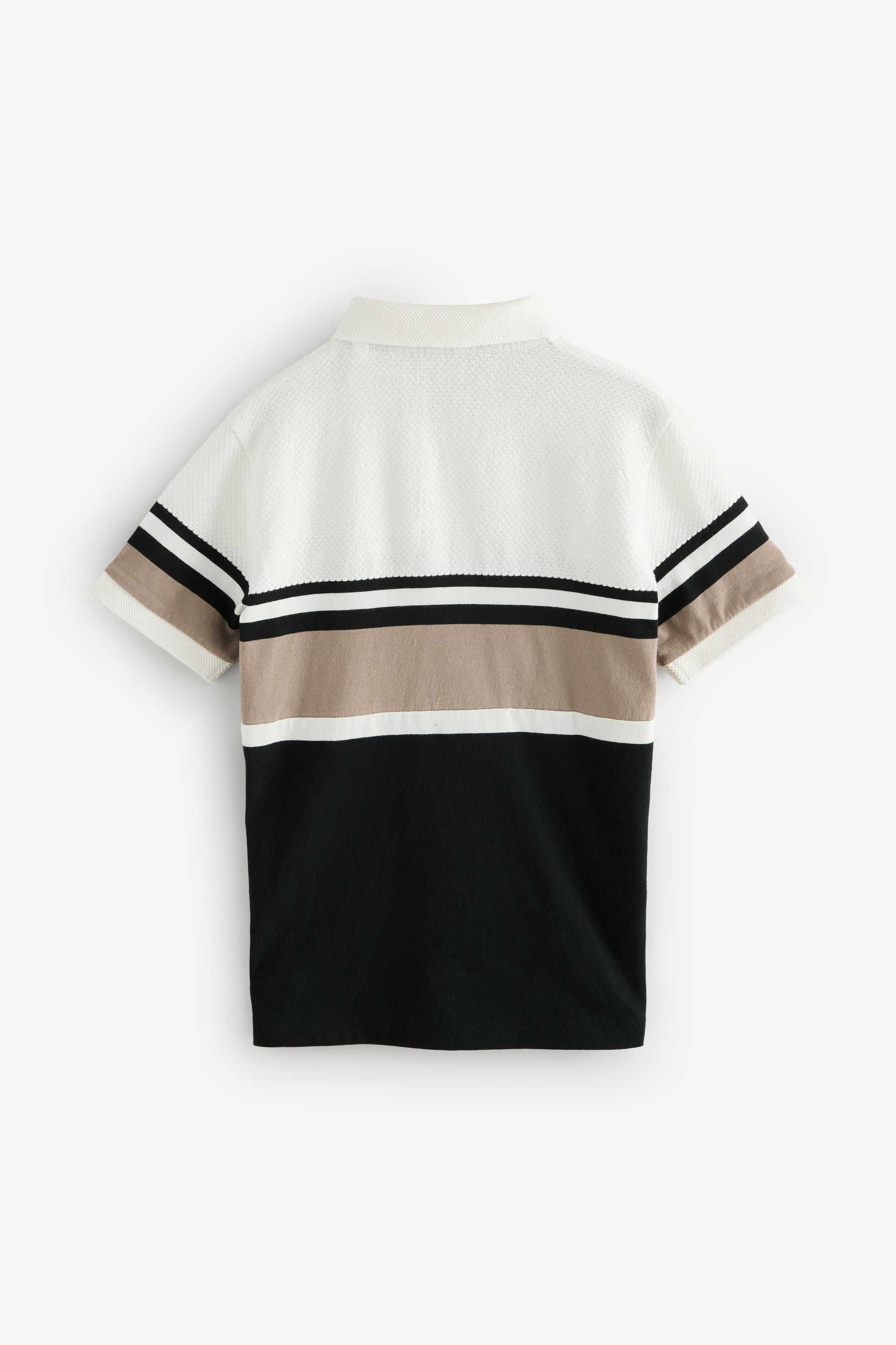 Black/Ecru Colourblock Short Sleeve 100% Cotton Polo Shirt (3-16yrs)