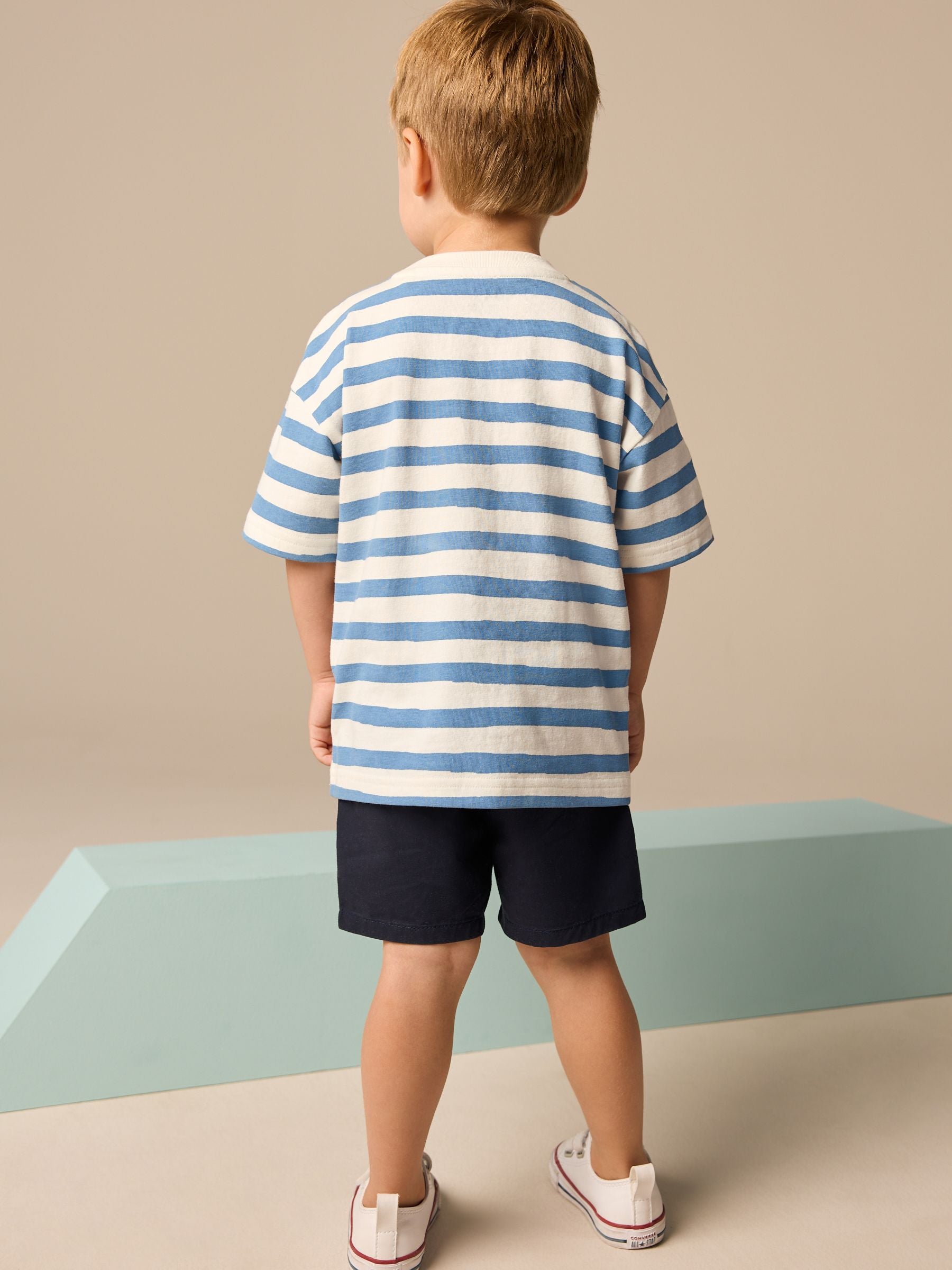 Blue Stripe 100% Cotton Short Sleeve 3D Padded Character T-Shirt (3mths-7yrs)