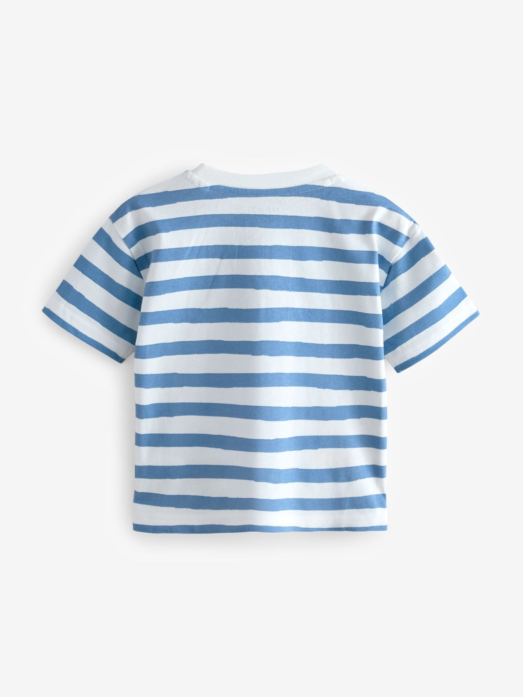 Blue Stripe 100% Cotton Short Sleeve 3D Padded Character T-Shirt (3mths-7yrs)